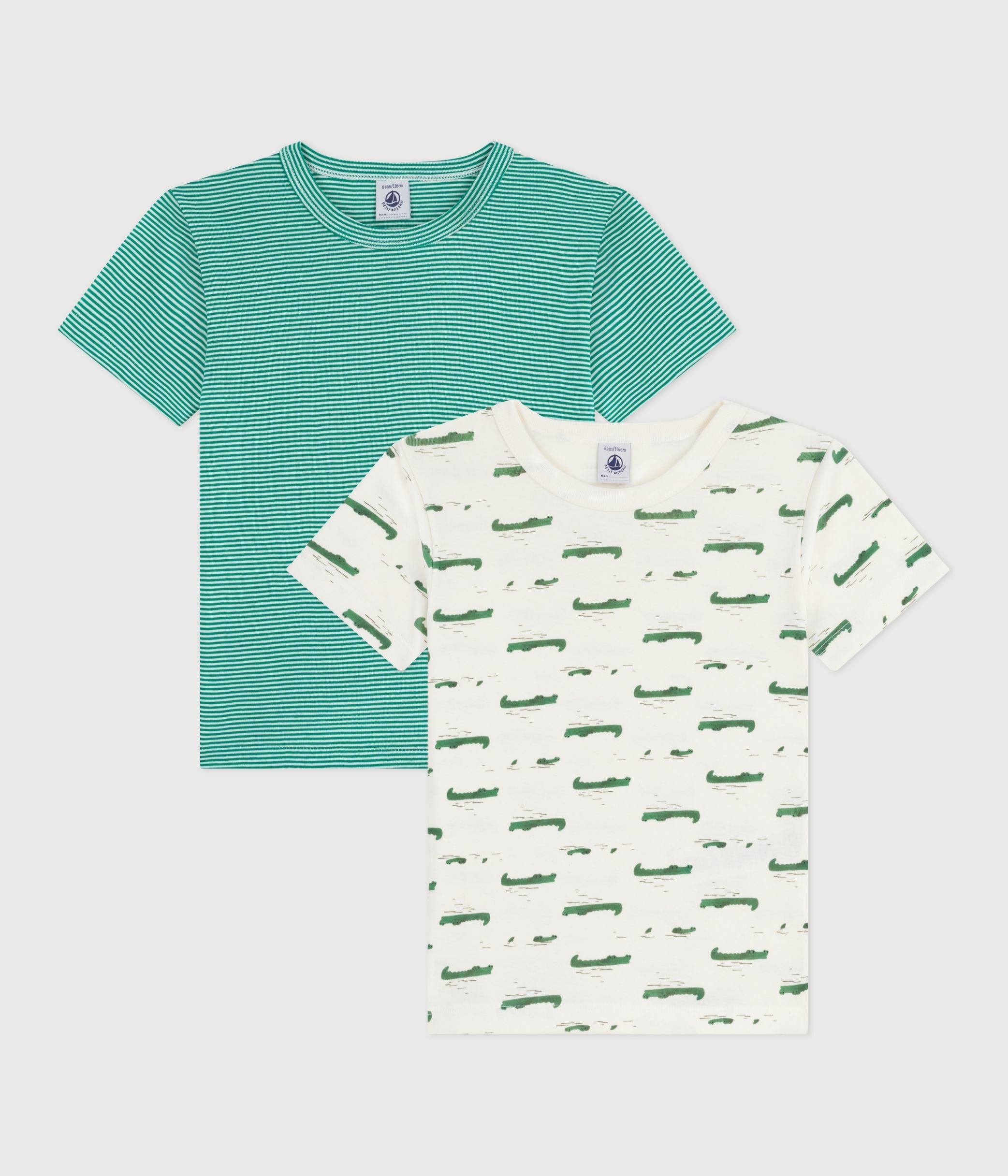 lot-de-2-tee-shirts-enfant-en-coton-manches-courtes-imprimé