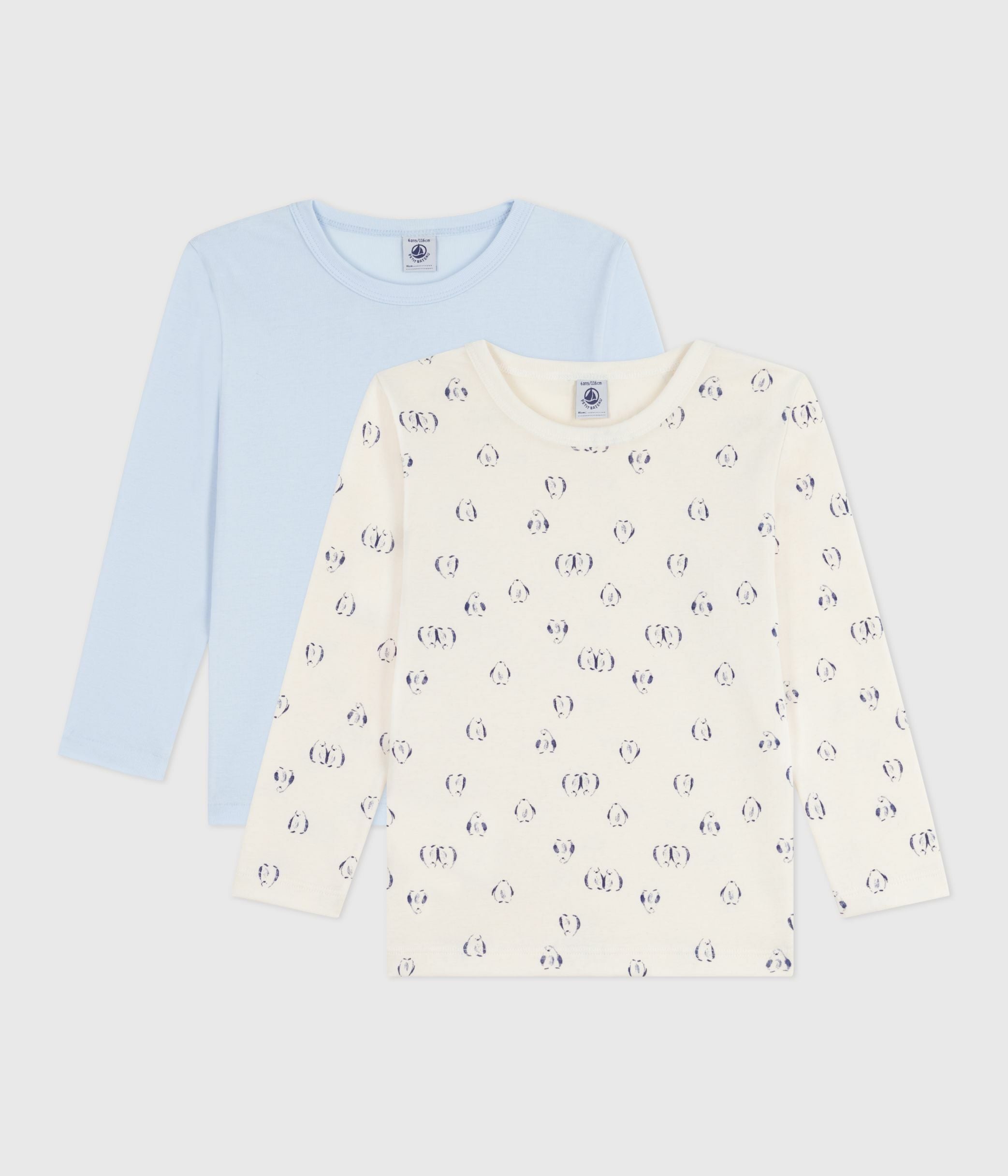 lot-de-2-tee-shirts-enfant-en-coton-manches-longues-imprimé