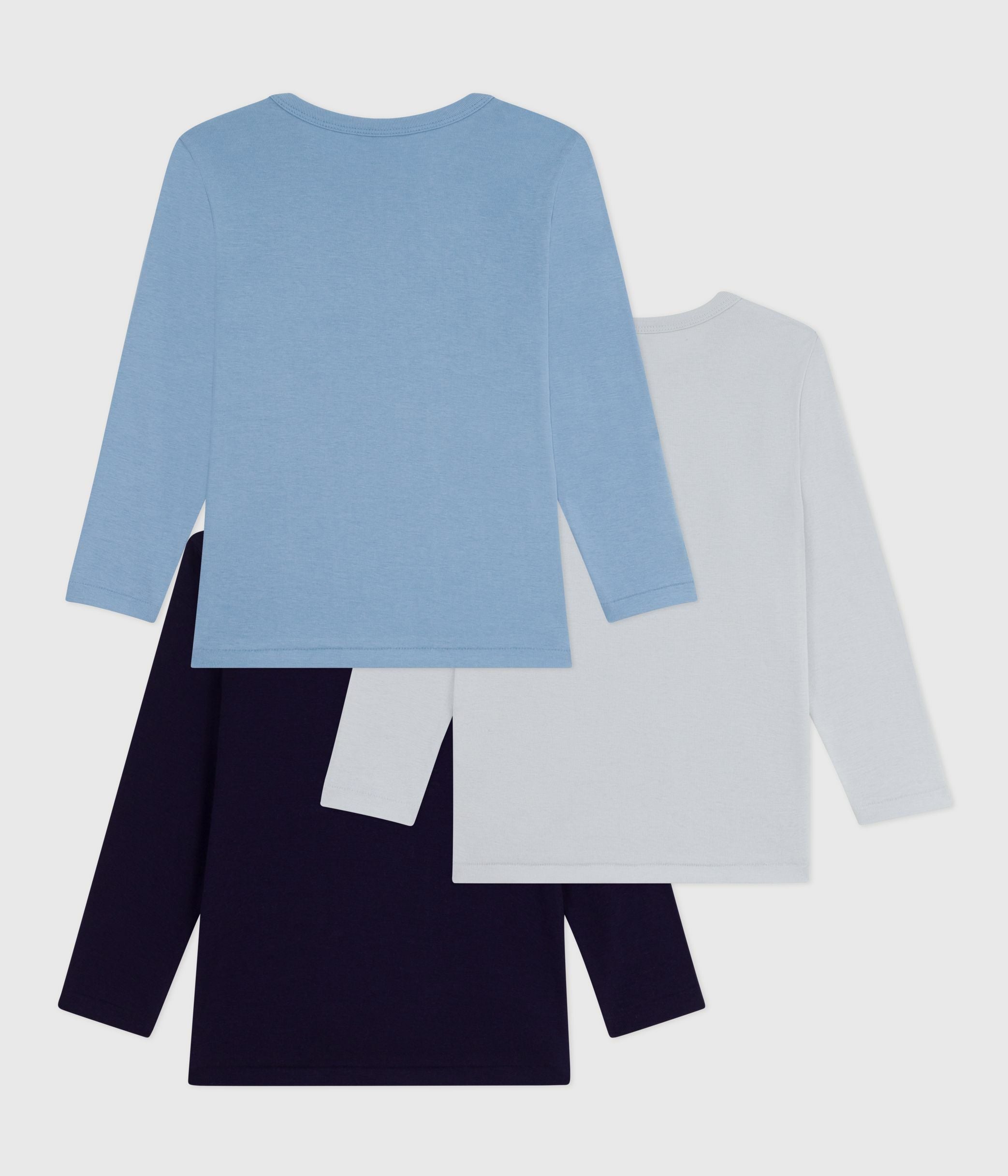 lot-de-3-tee-shirts-enfant-en-coton-manches-longues-uni