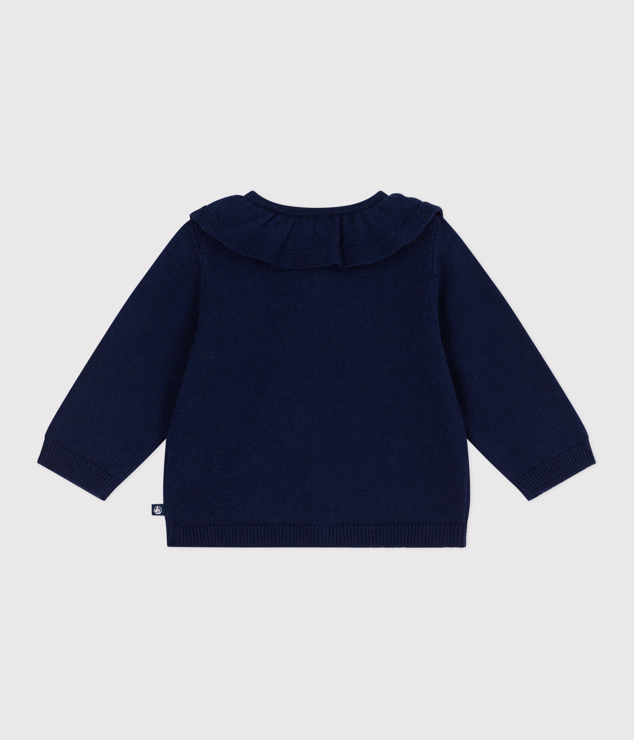 cardigan-bébé-en-tricot-laine-et-coton-uni-à-col