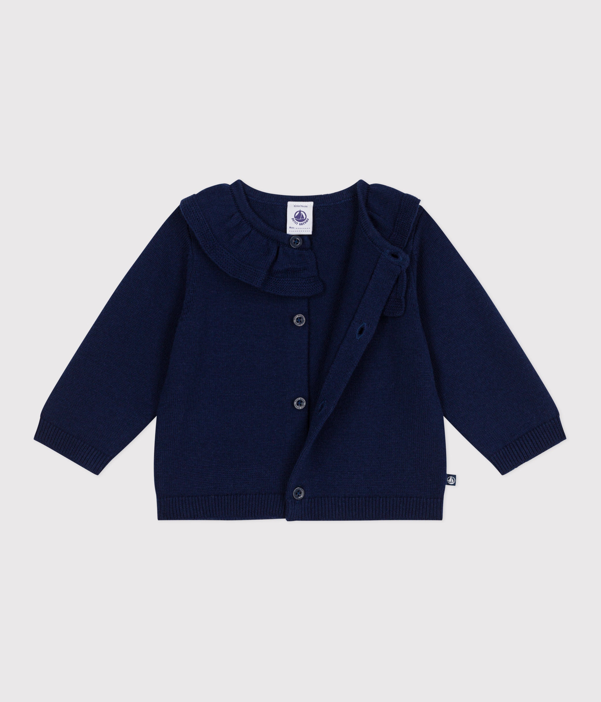 cardigan-bébé-en-tricot-laine-et-coton-uni-à-col