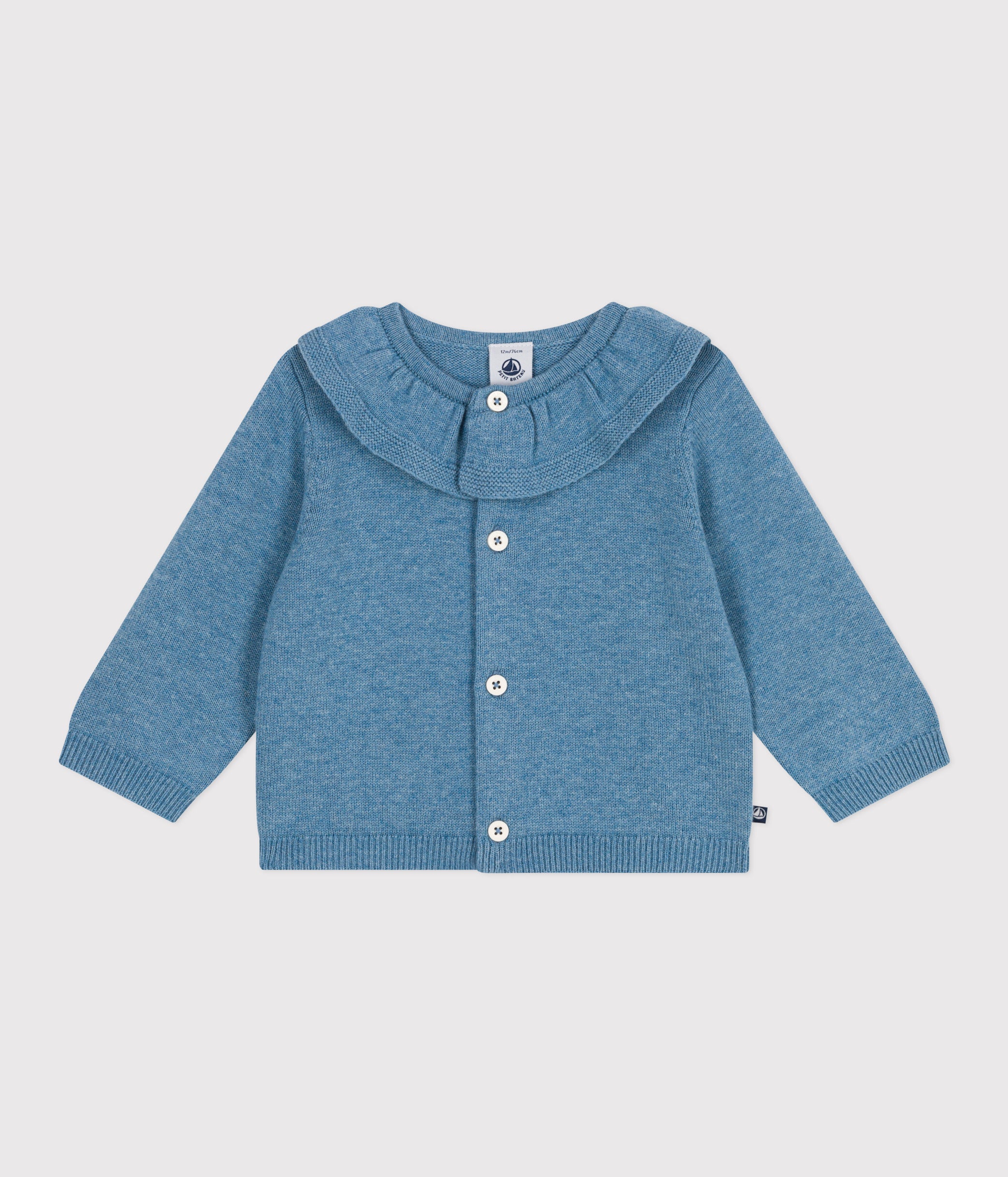 cardigan-bébé-en-tricot-laine-et-coton-uni-à-col