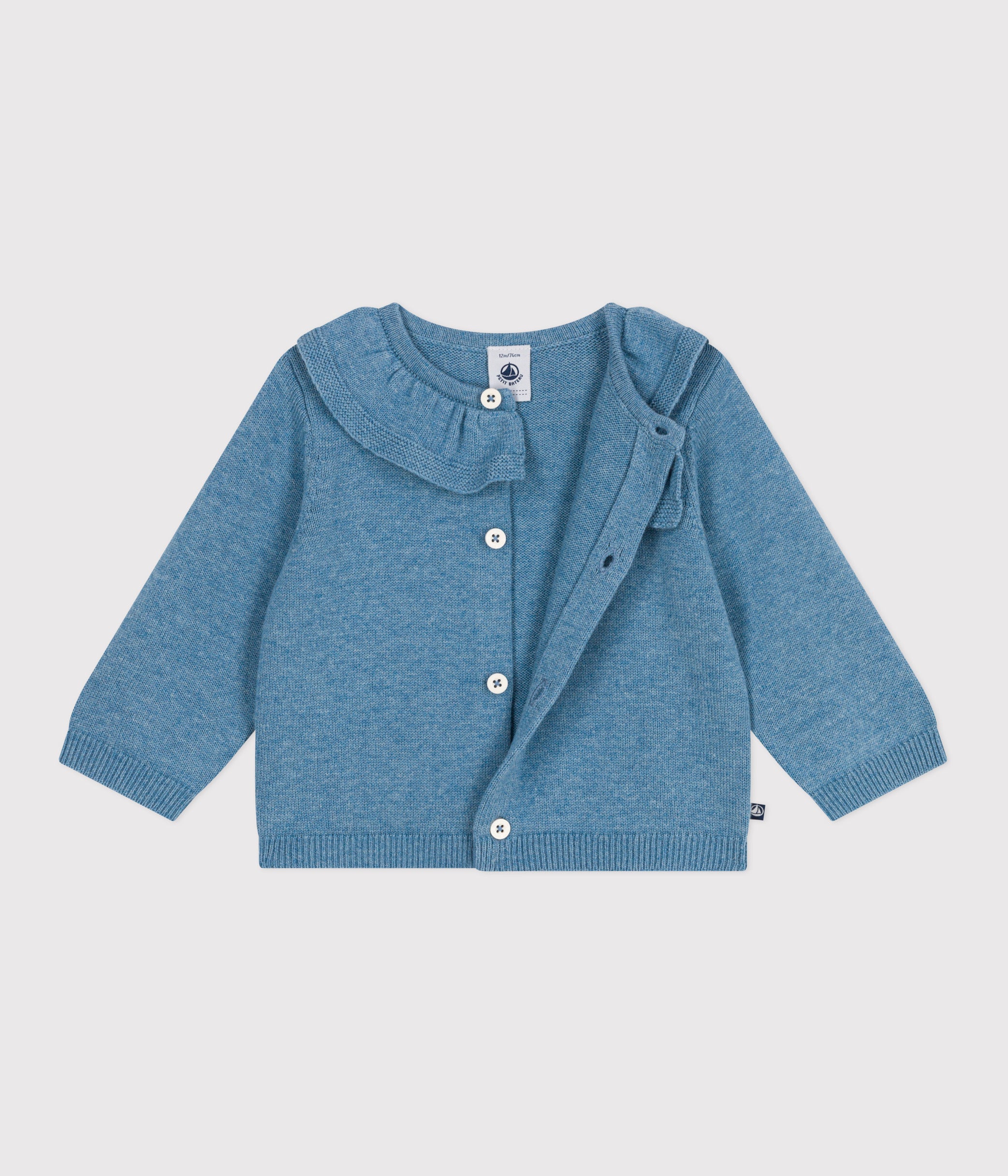 cardigan-bébé-en-tricot-laine-et-coton-uni-à-col