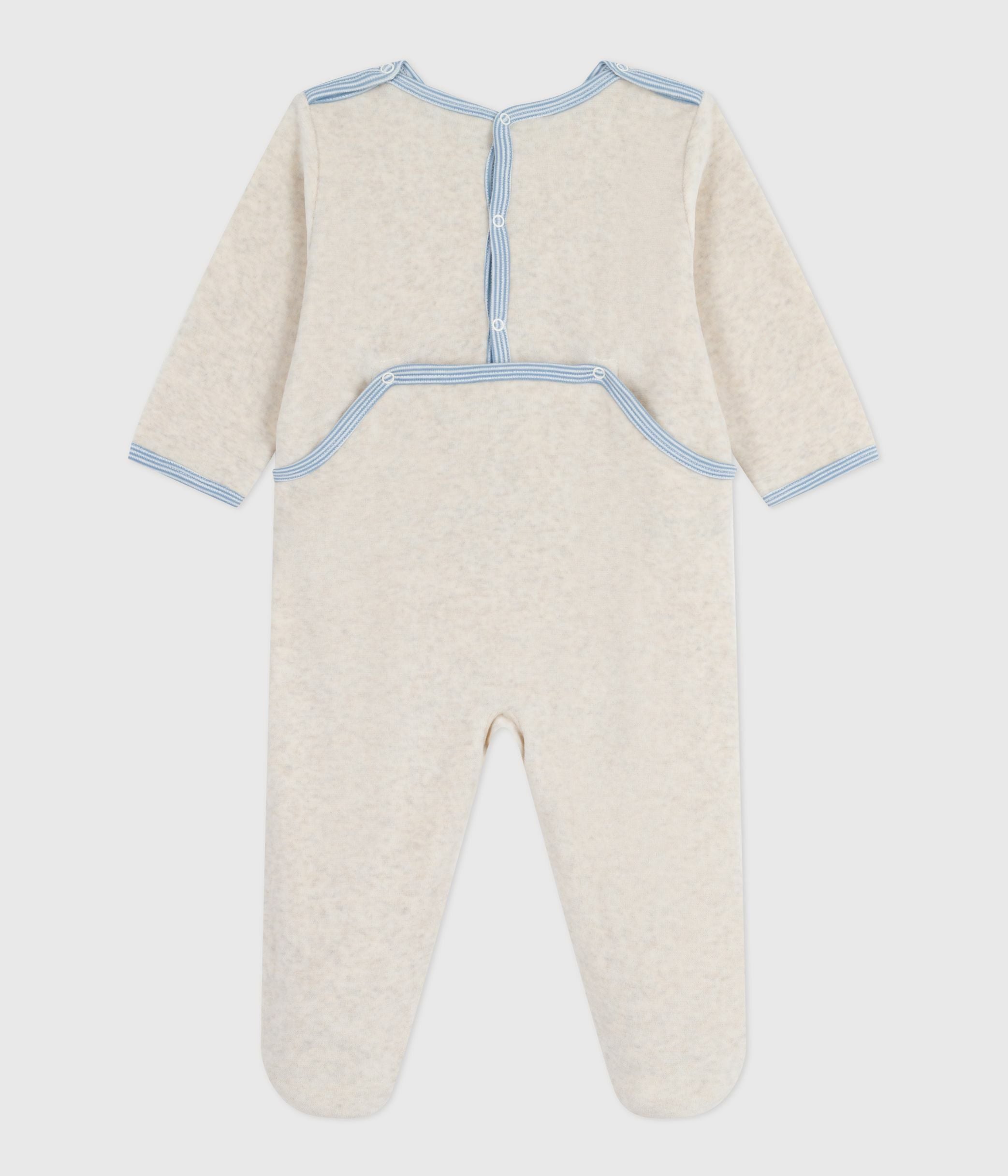 pyjama-bébé-en-velours-ouverture-au-dos-uni