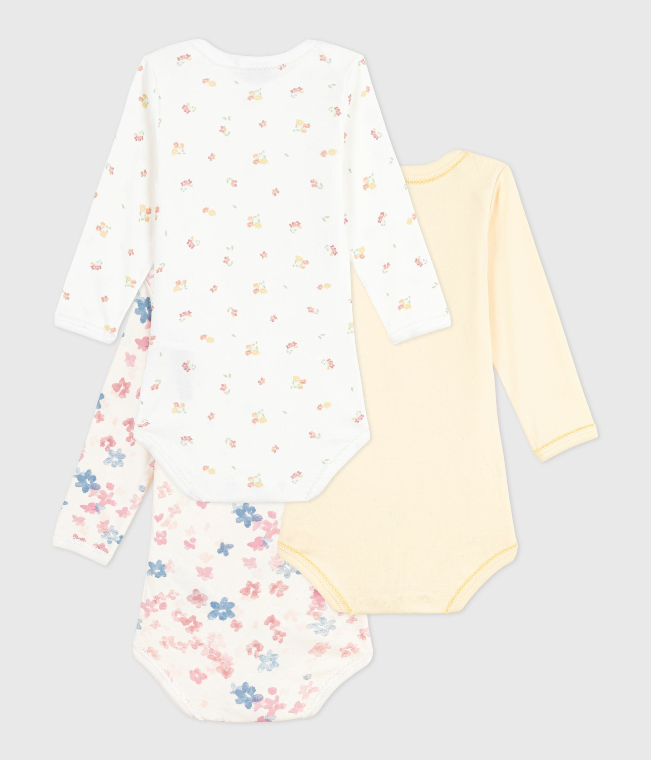 lot-de-3-bodies-manches-longues-en-coton-imprimé-fleuri-bébé