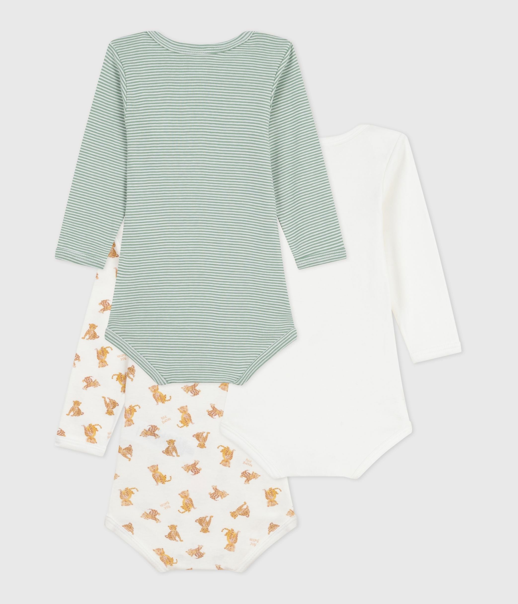 lot-de-3-bodies-manches-longues-en-coton-imprimé-léopards-bébé