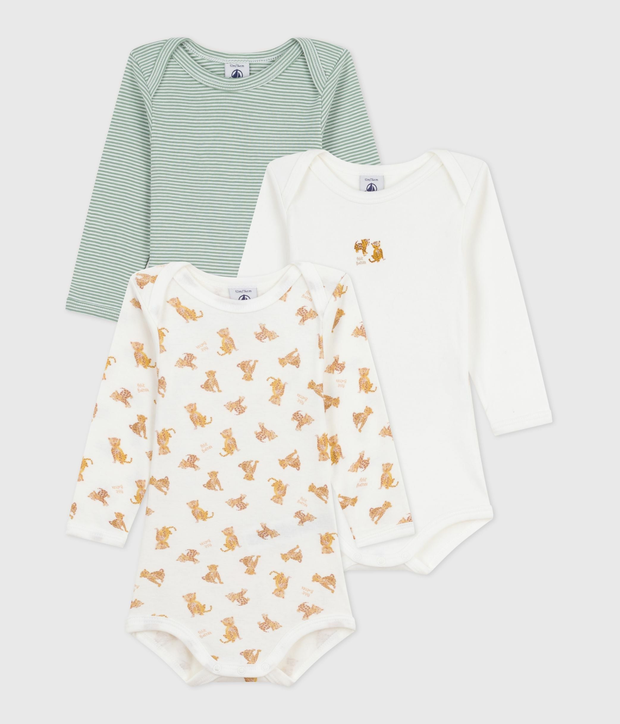 lot-de-3-bodies-manches-longues-en-coton-imprimé-léopards-bébé