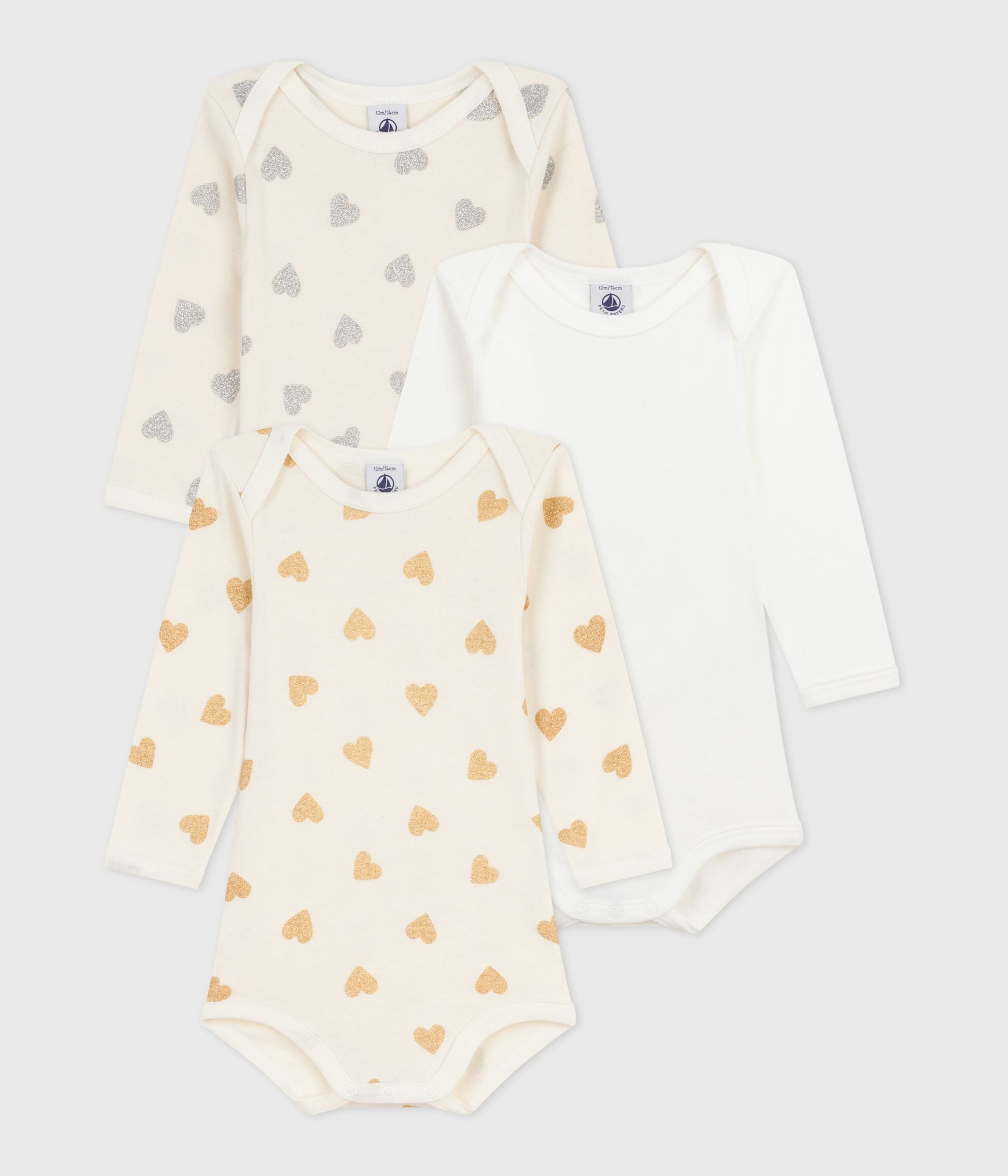 lot-de-3-bodies-manche-longues-en-coton-imprimé-cœurs-pailletés-bébé