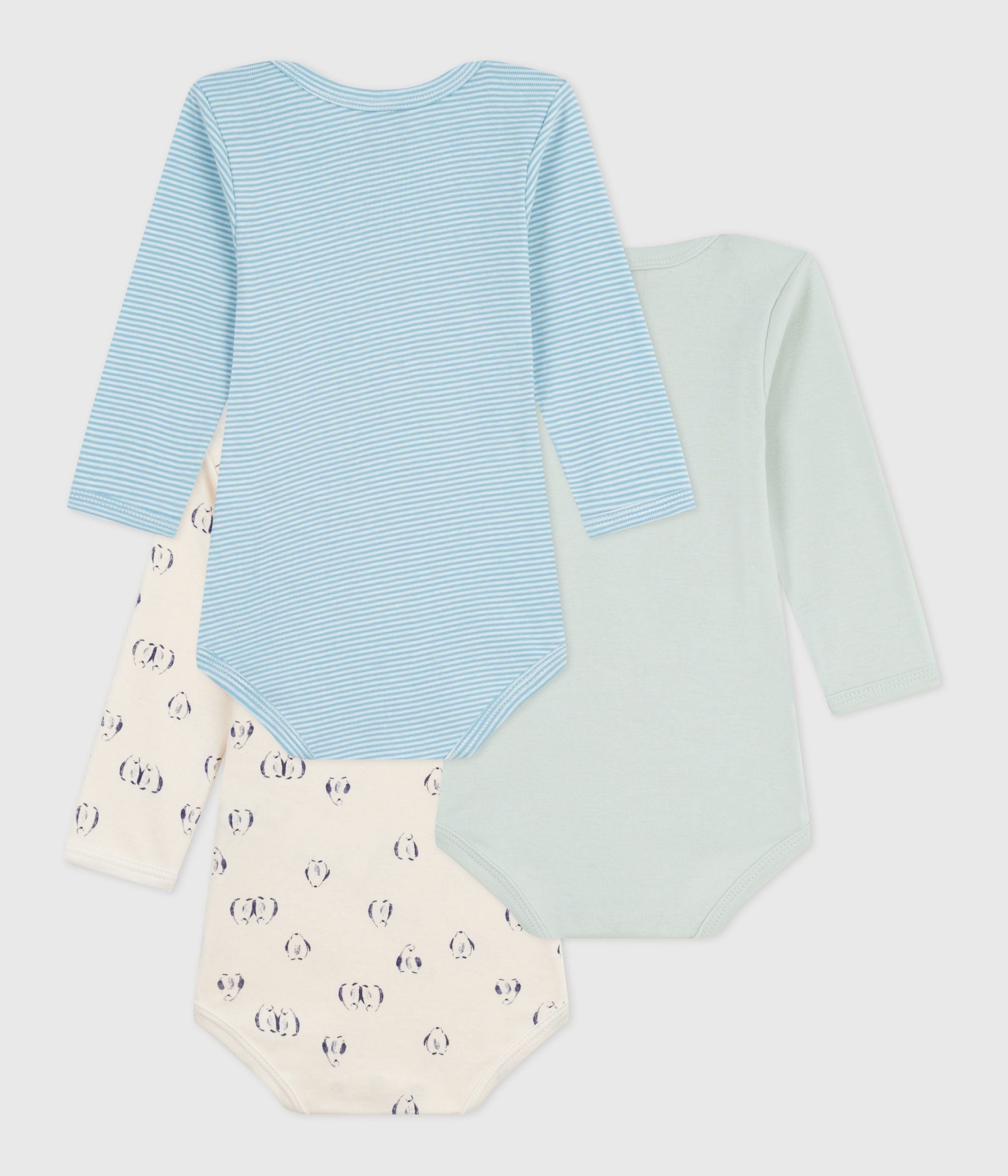 lot-de-3-bodies-manches-longues-en-coton-imprimé-pingouins-bébé