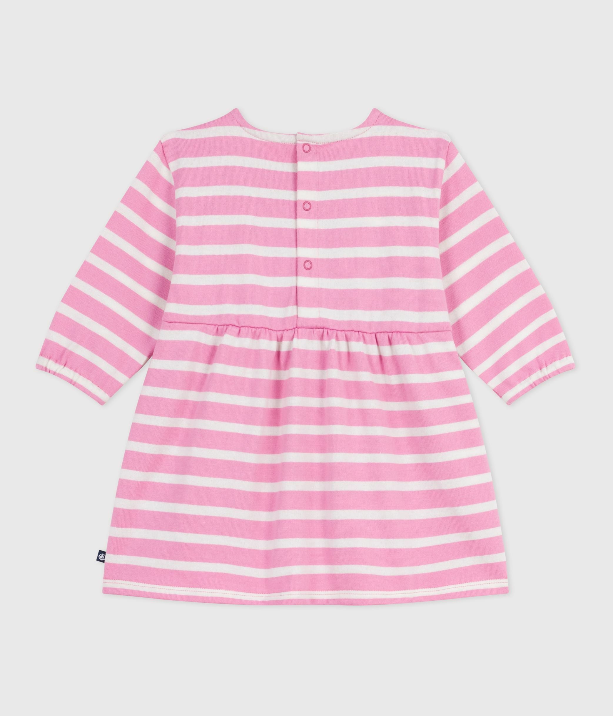 robe-bébé-en-coton-manches-longues-rayée