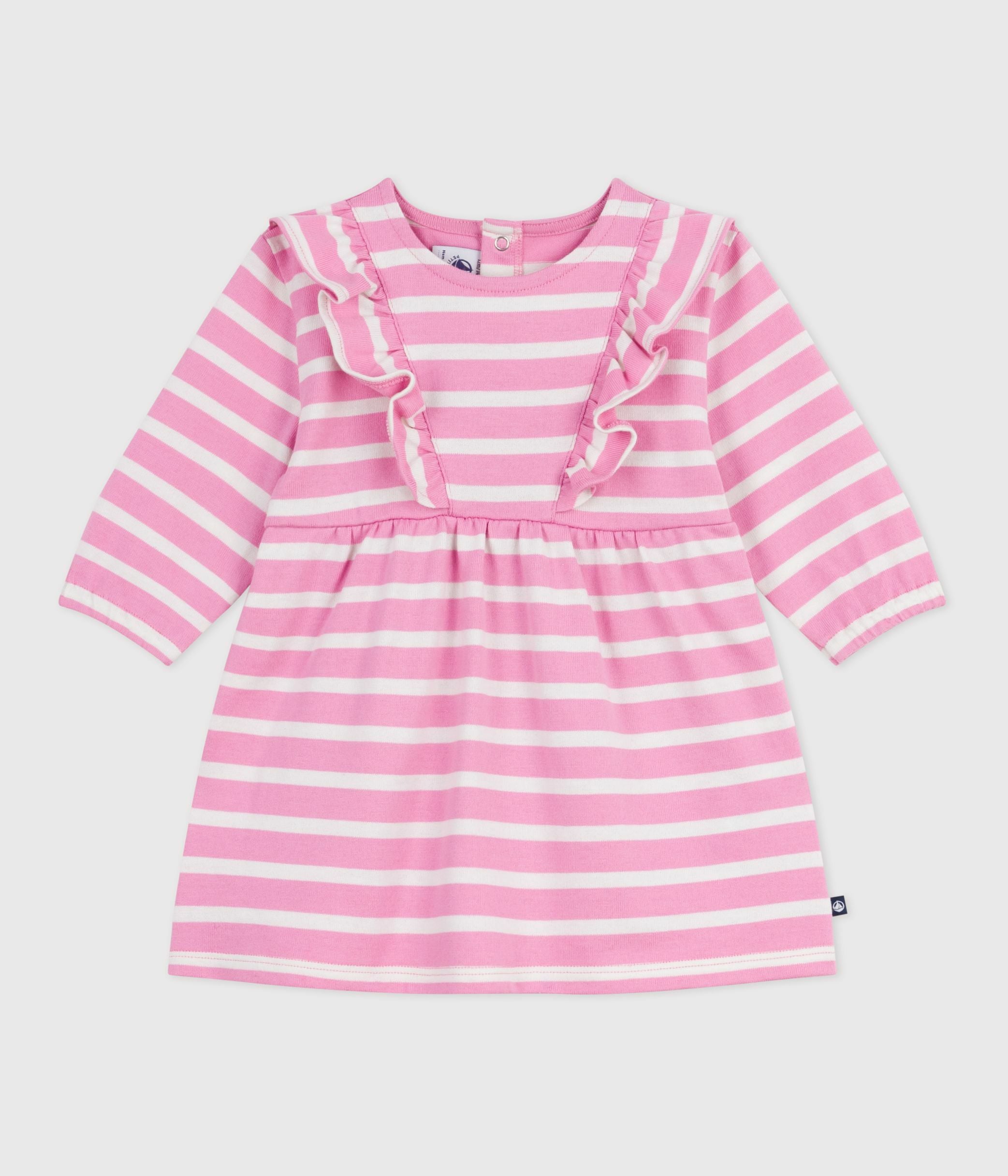 robe-bébé-en-coton-manches-longues-rayée