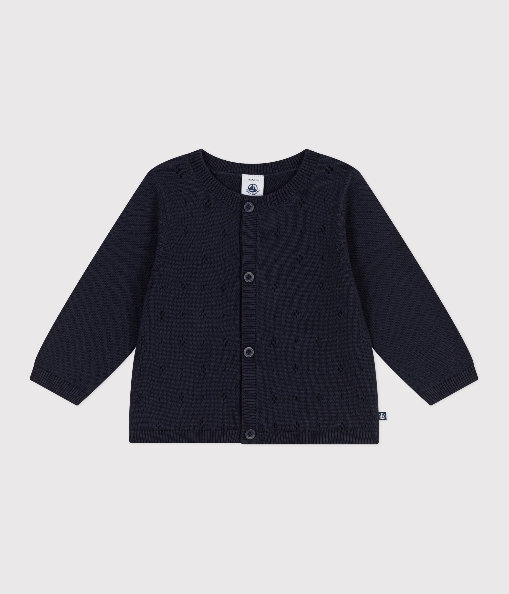 cardigan-bébé-en-tricot-de-coton-uni