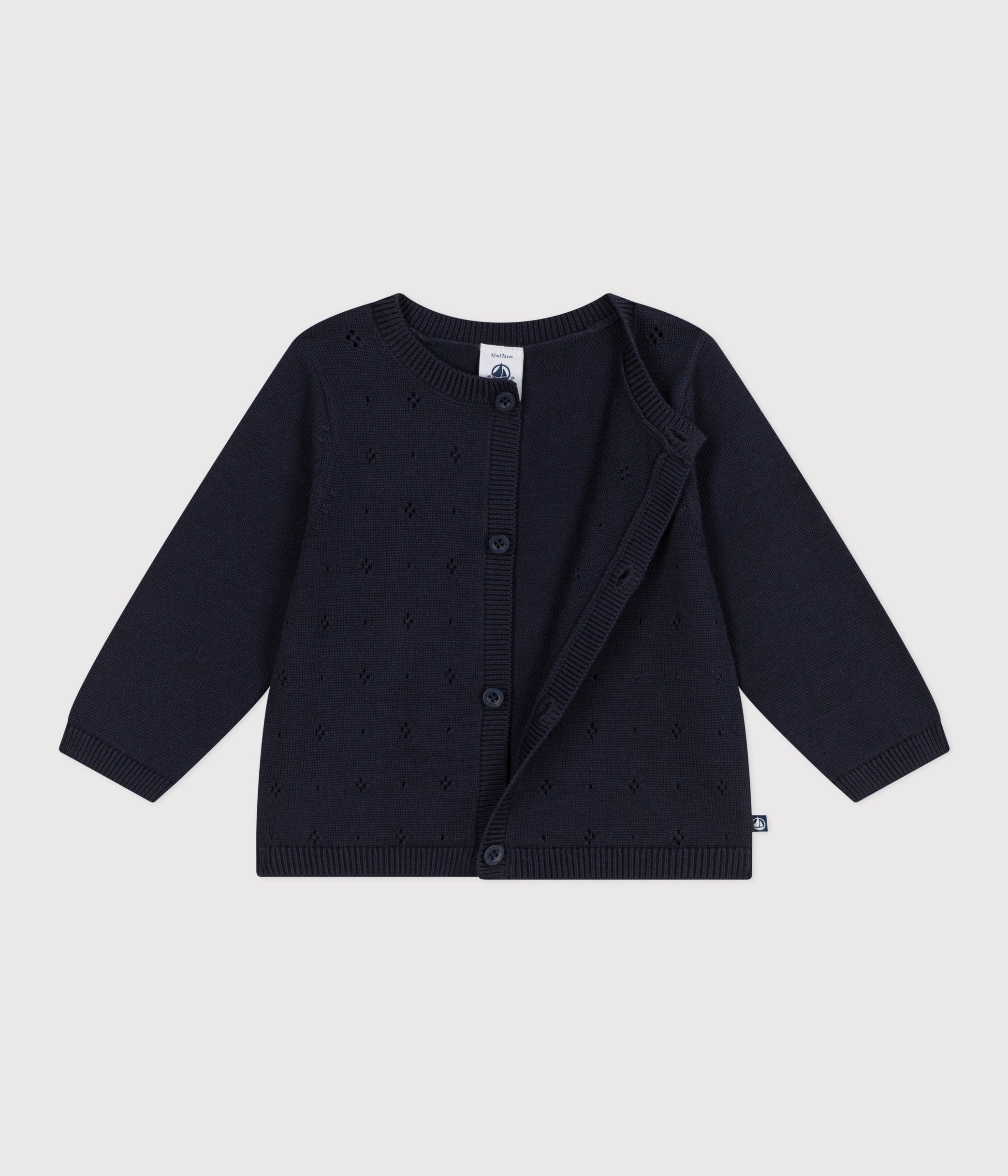 cardigan-bébé-en-tricot-de-coton-uni