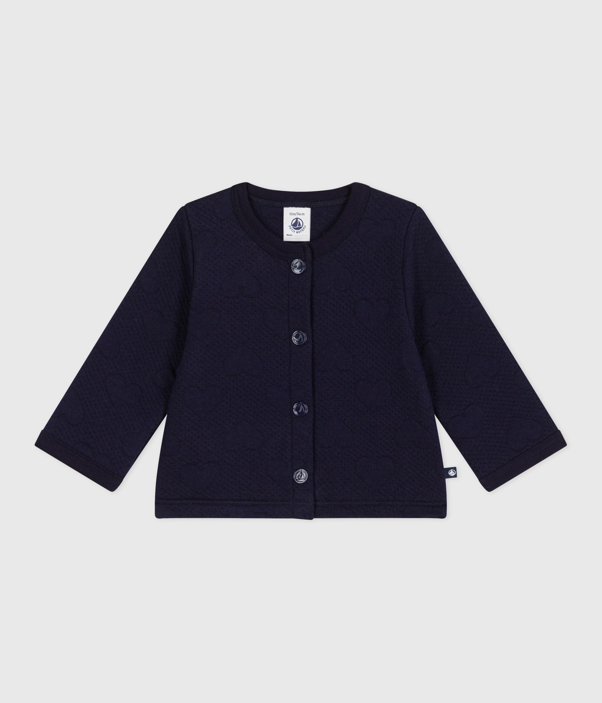 cardigan-bébé-en-coton-épais,-motifs-cœurs