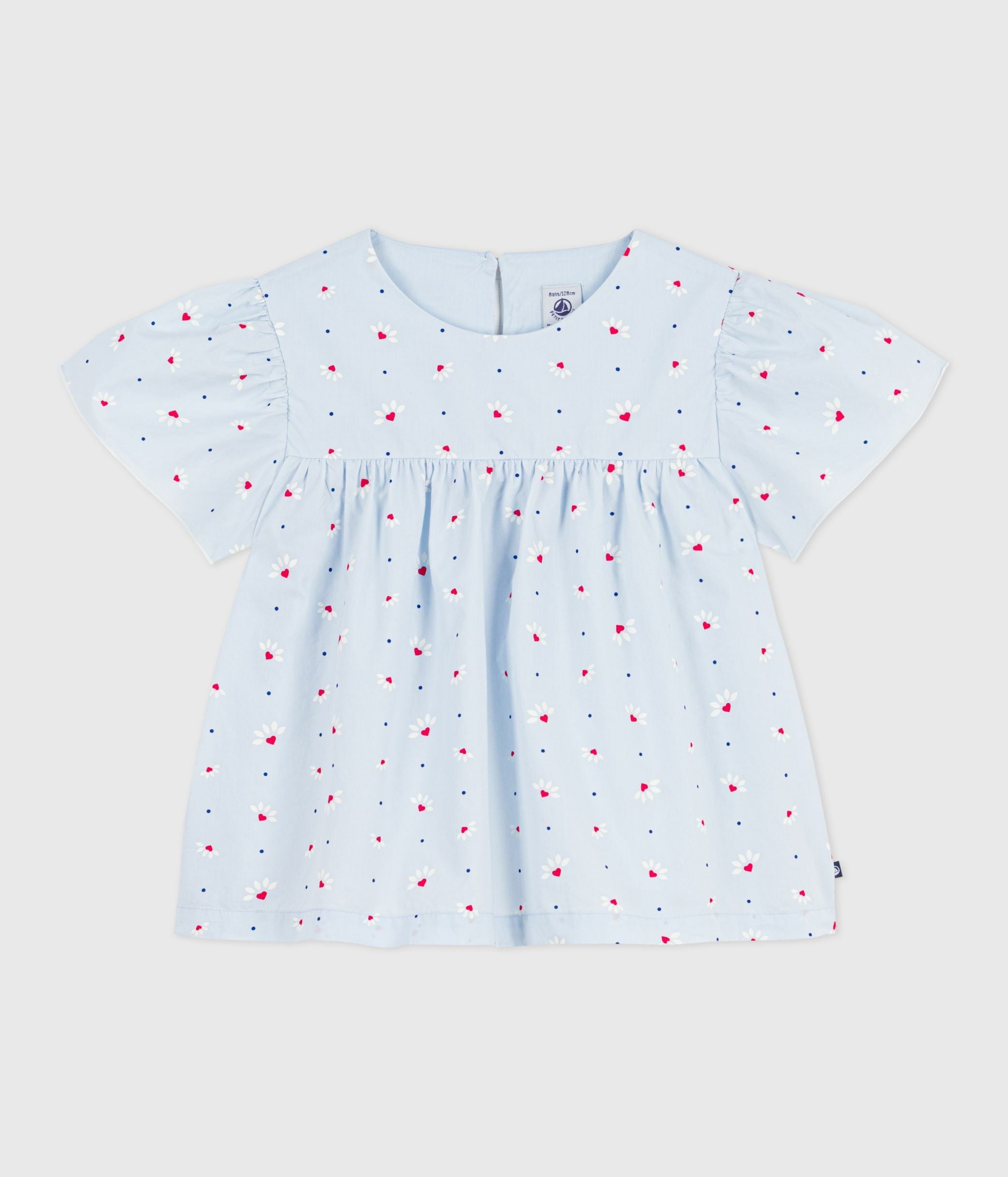 blouse-enfant-en-popeline-de-coton-manches-courtes-imprimée