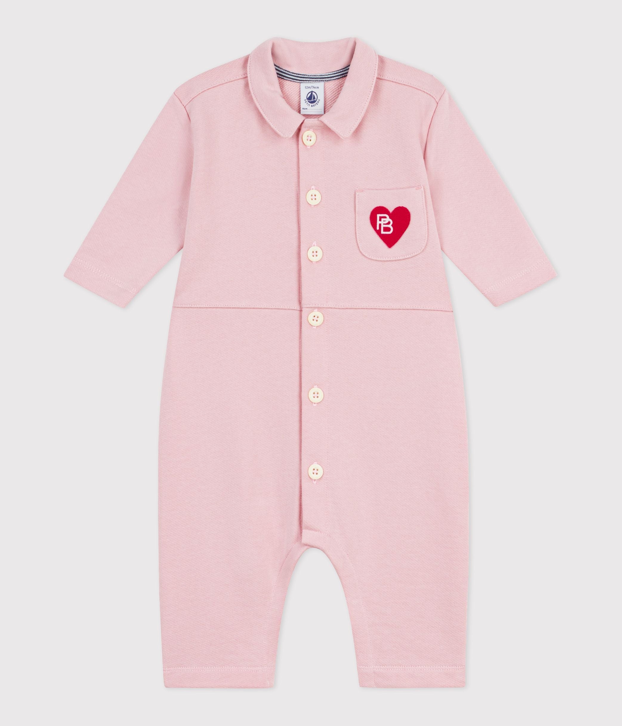 combinaison-longue-bébé-en-coton-uni,-style-pompiste