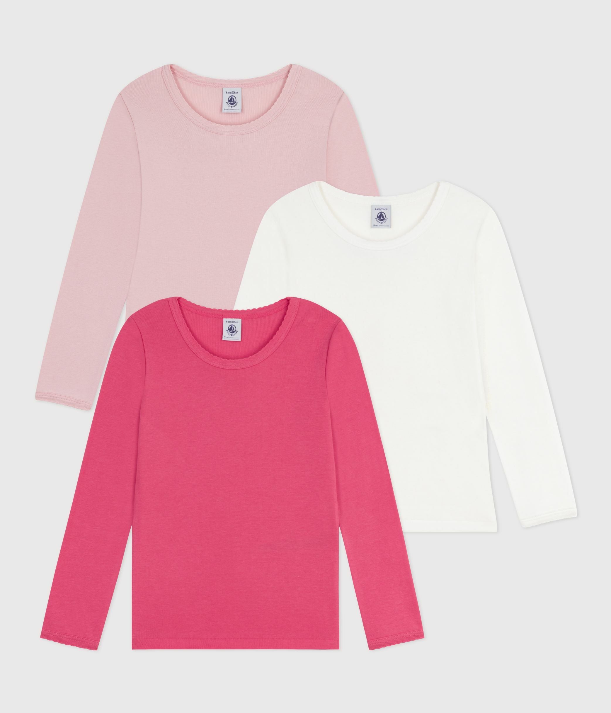 lot-de-3-tee-shirts-enfant-en-coton-à-manches-longues-uni