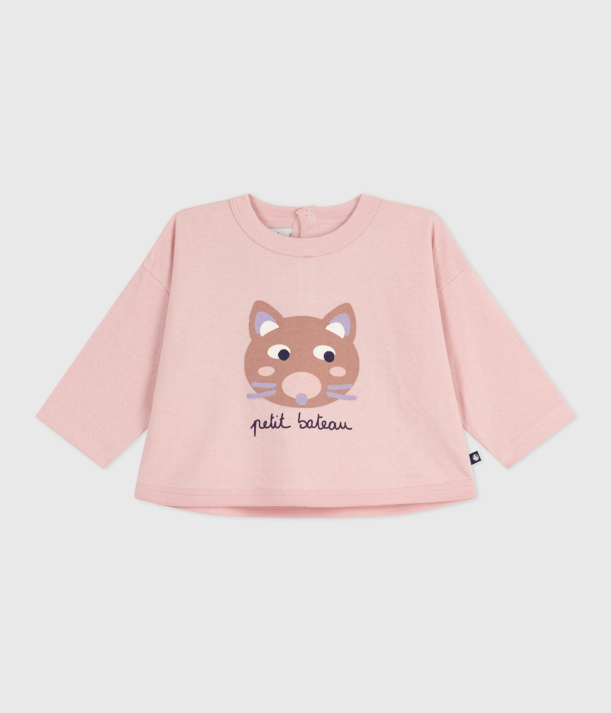 tee-shirt-bébé-en-coton-à-manches-longues,-motif-chat