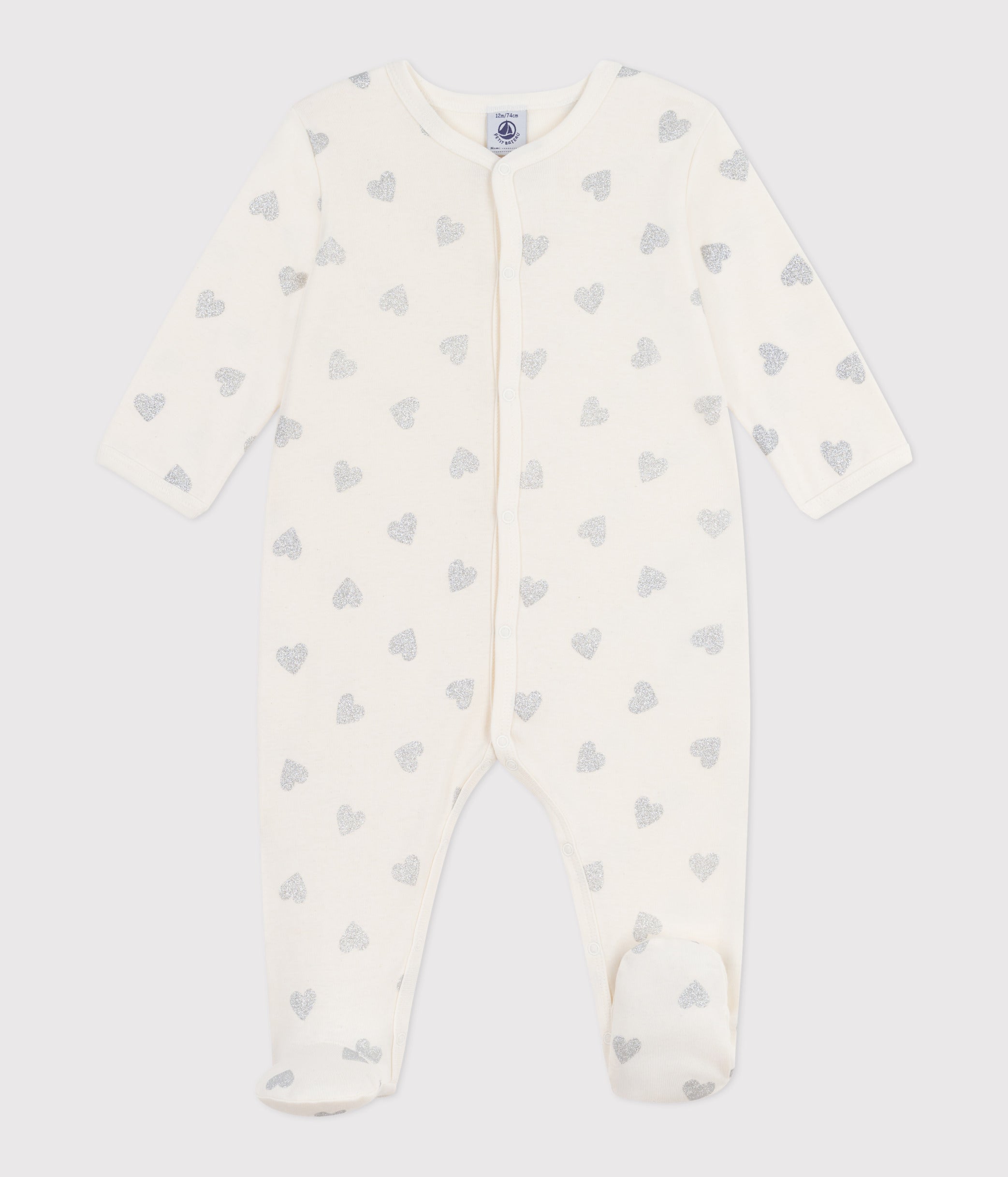 pyjama-bébé-en-coton-imprimé-cœurs-argentés