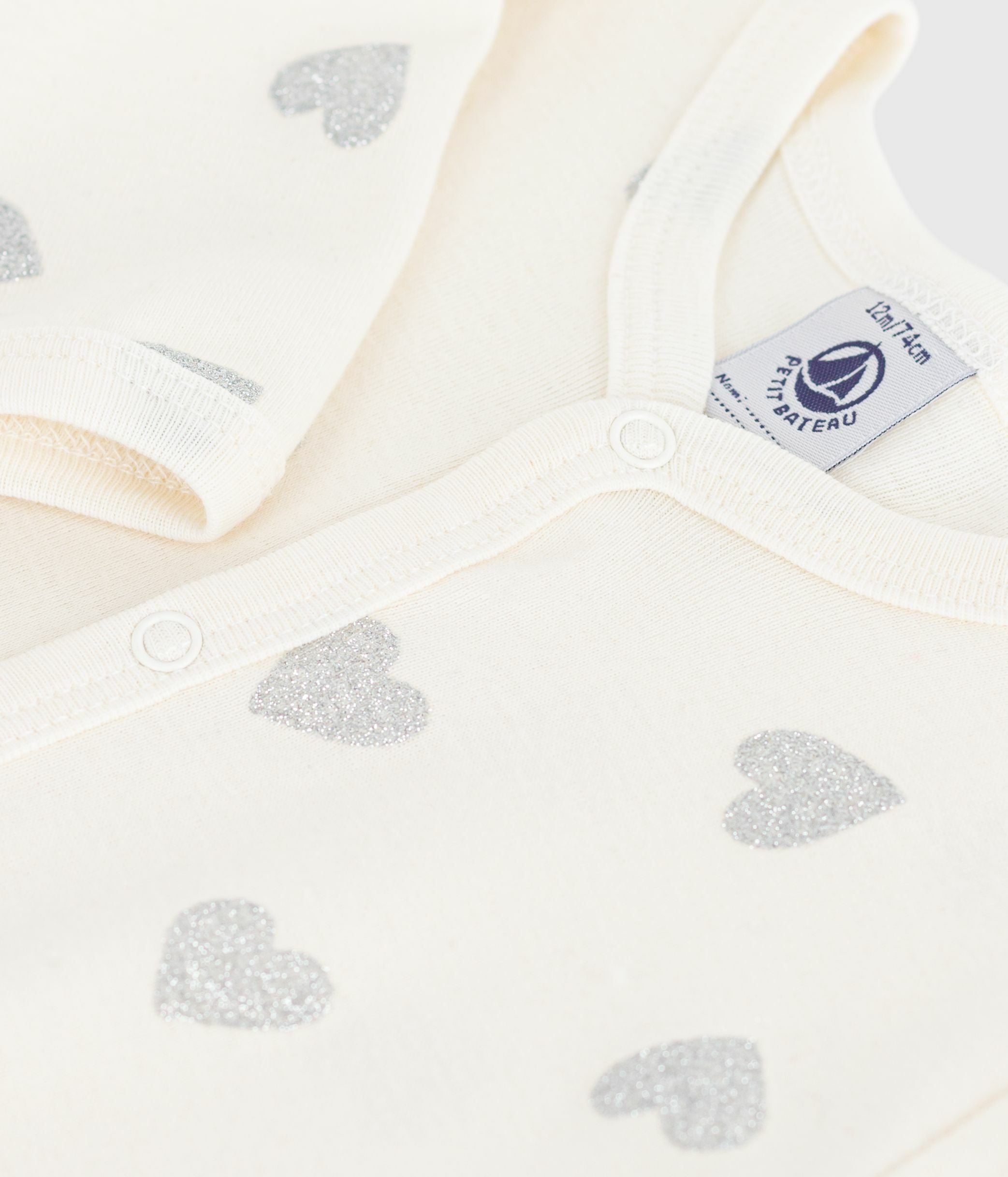 pyjama-bébé-en-coton-imprimé-cœurs-argentés