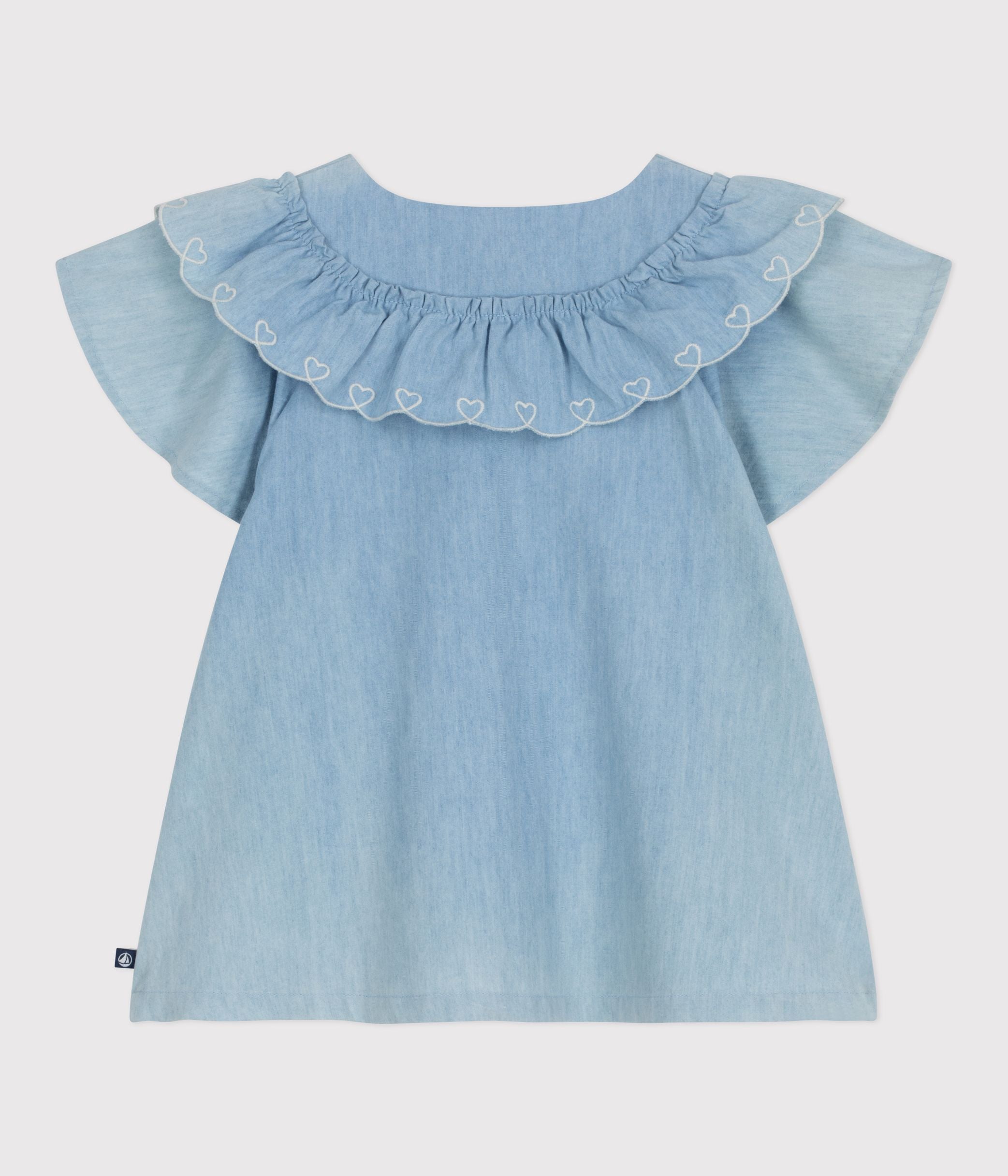 blouse-enfant-en-coton-manches-courtes-unie