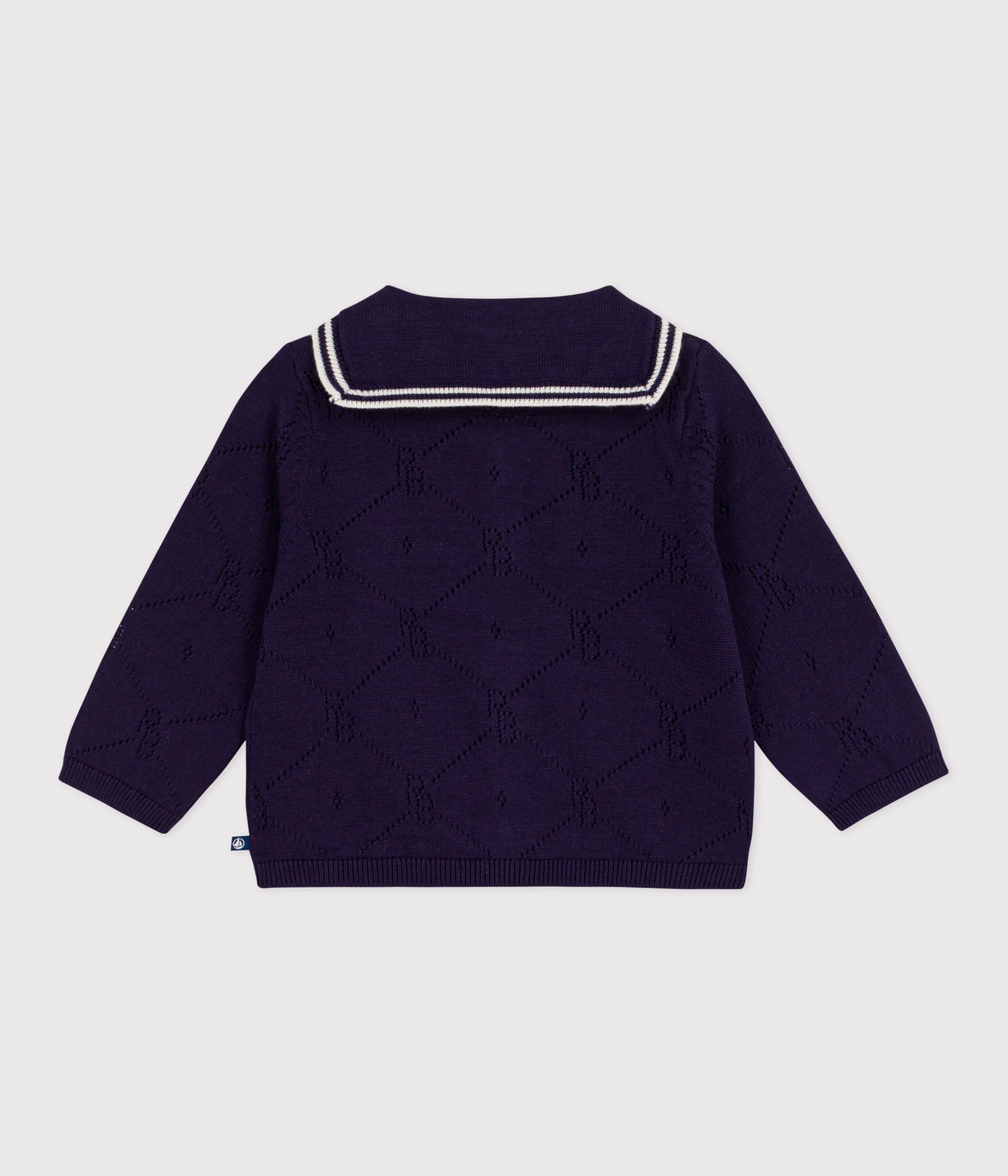 cardigan-bébé-à-col-marin-en-coton-ajouré