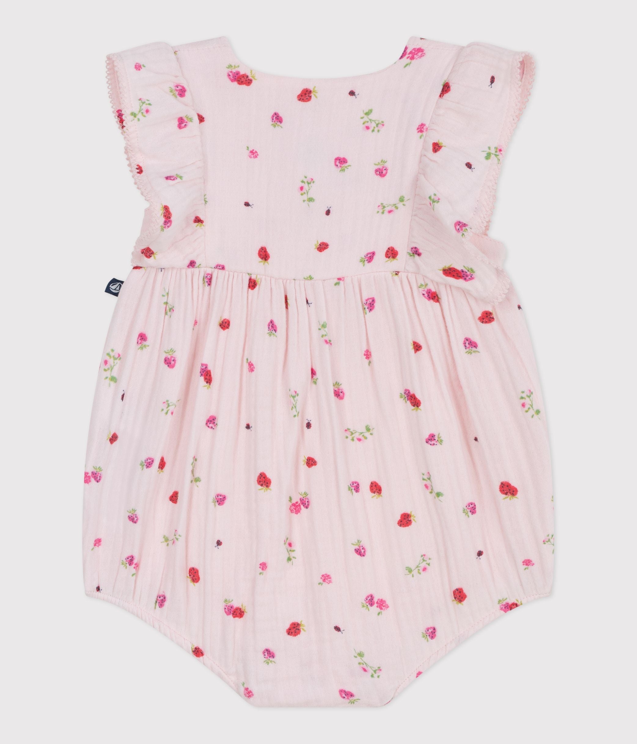 barboteuse-bébé-en-gaze-de-coton,-imprimée-fleurs