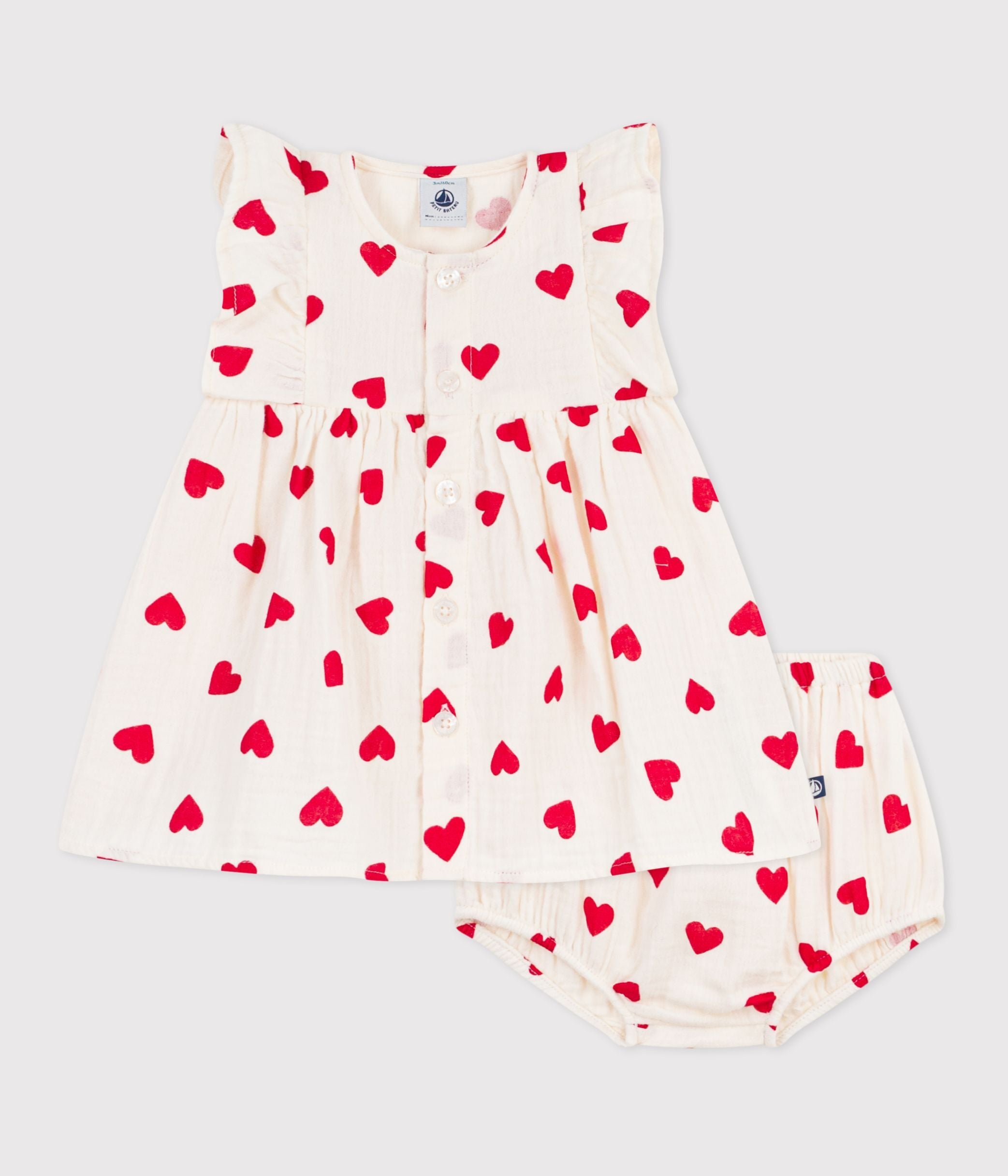 robe-bébé-en-coton-avec-son-bloomer,-imprimés-coeurs
