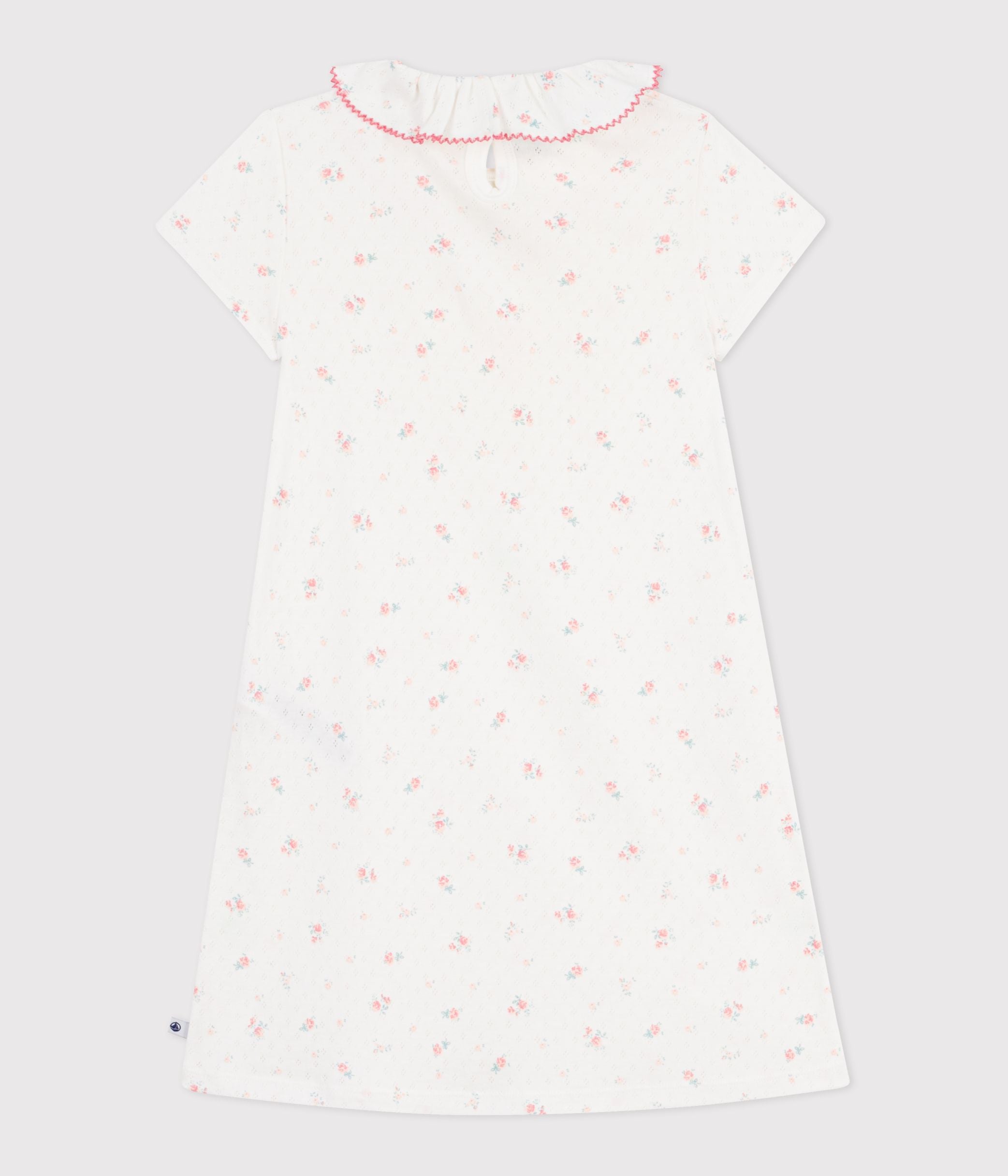 chemise-de-nuit-enfant-en-coton-ajouré-imprimé-fleuri