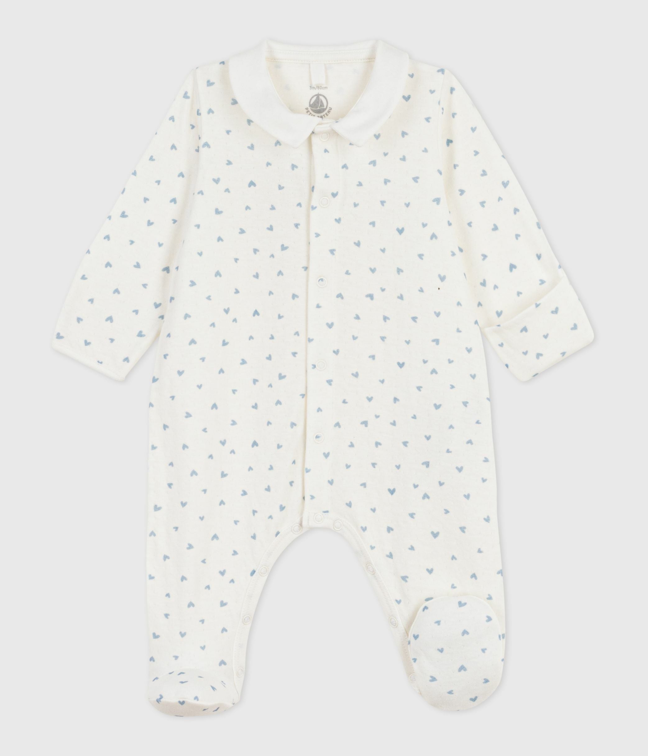 pyjama-bébé-en-velours-à-col-imprimé-coeurs