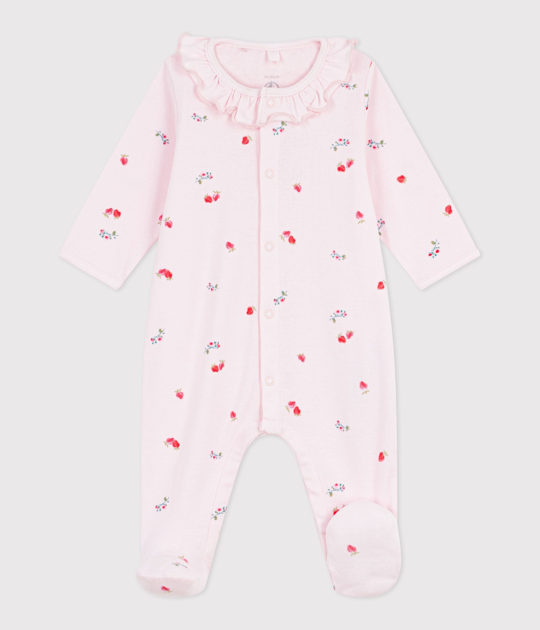 pyjama-bébé-en-coton-à-col-fleuri