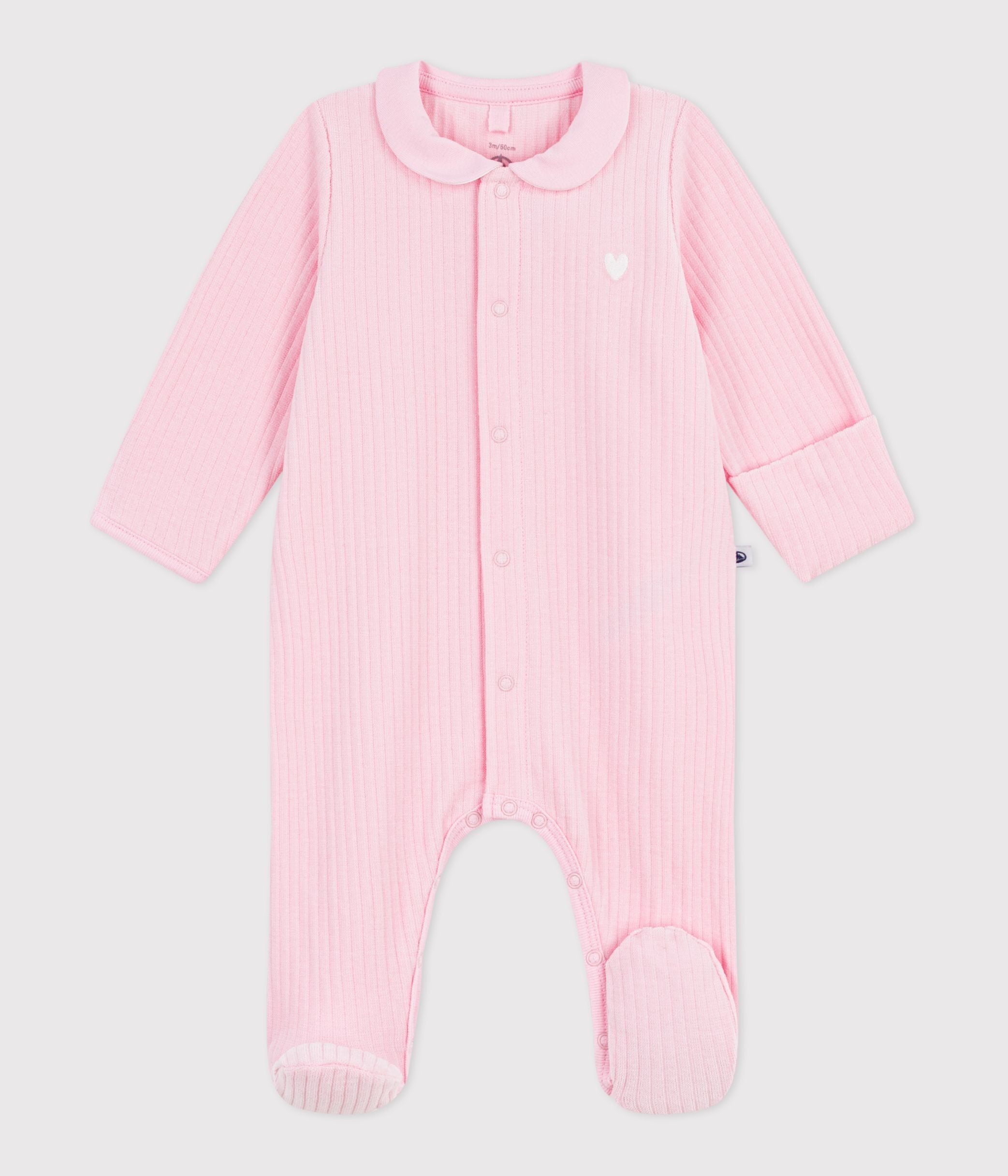 pyjama-bébé-en-velours-à-col-uni