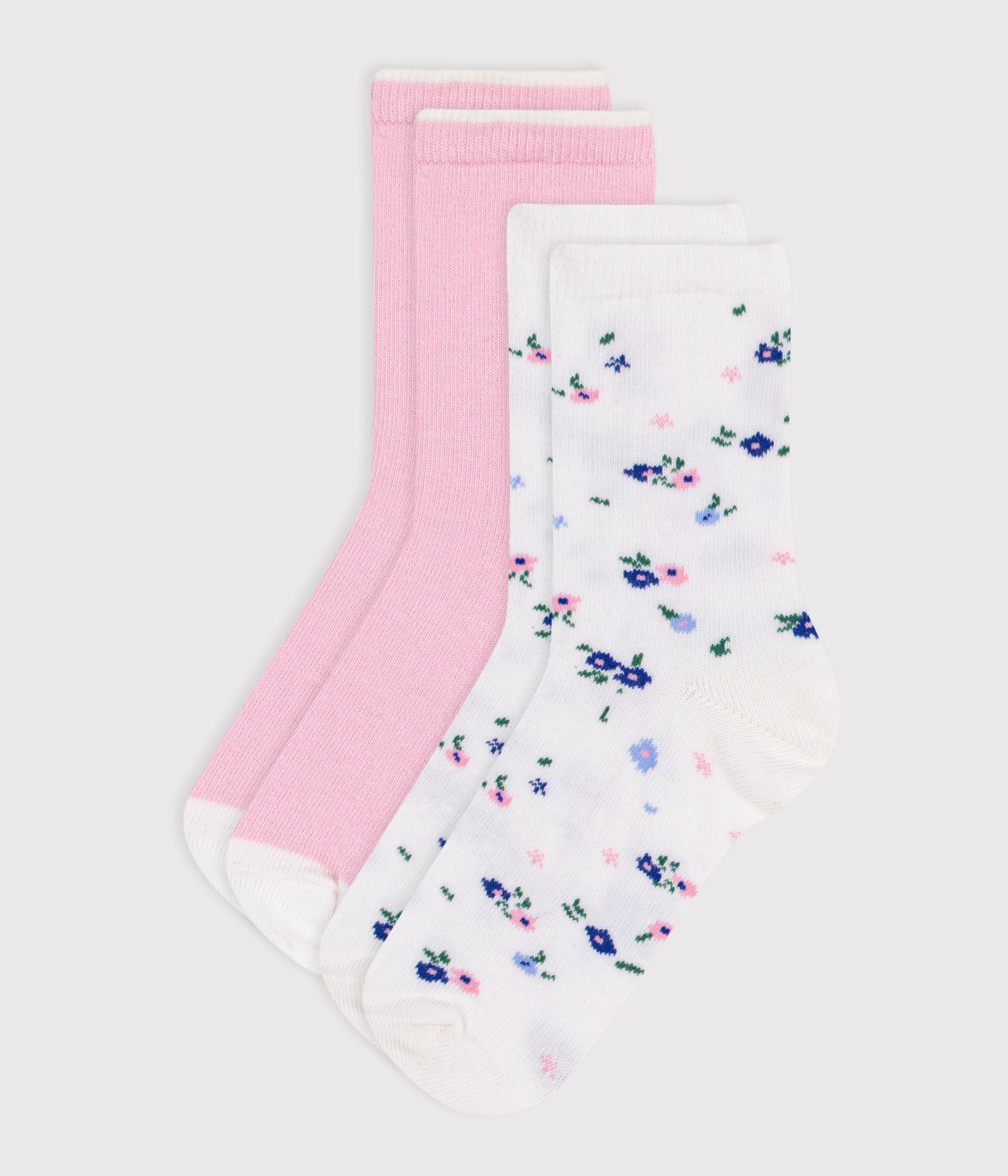 lot-de-2-paires-de-chaussettes-enfant-fille-en-coton-imprimé-à-fleurs