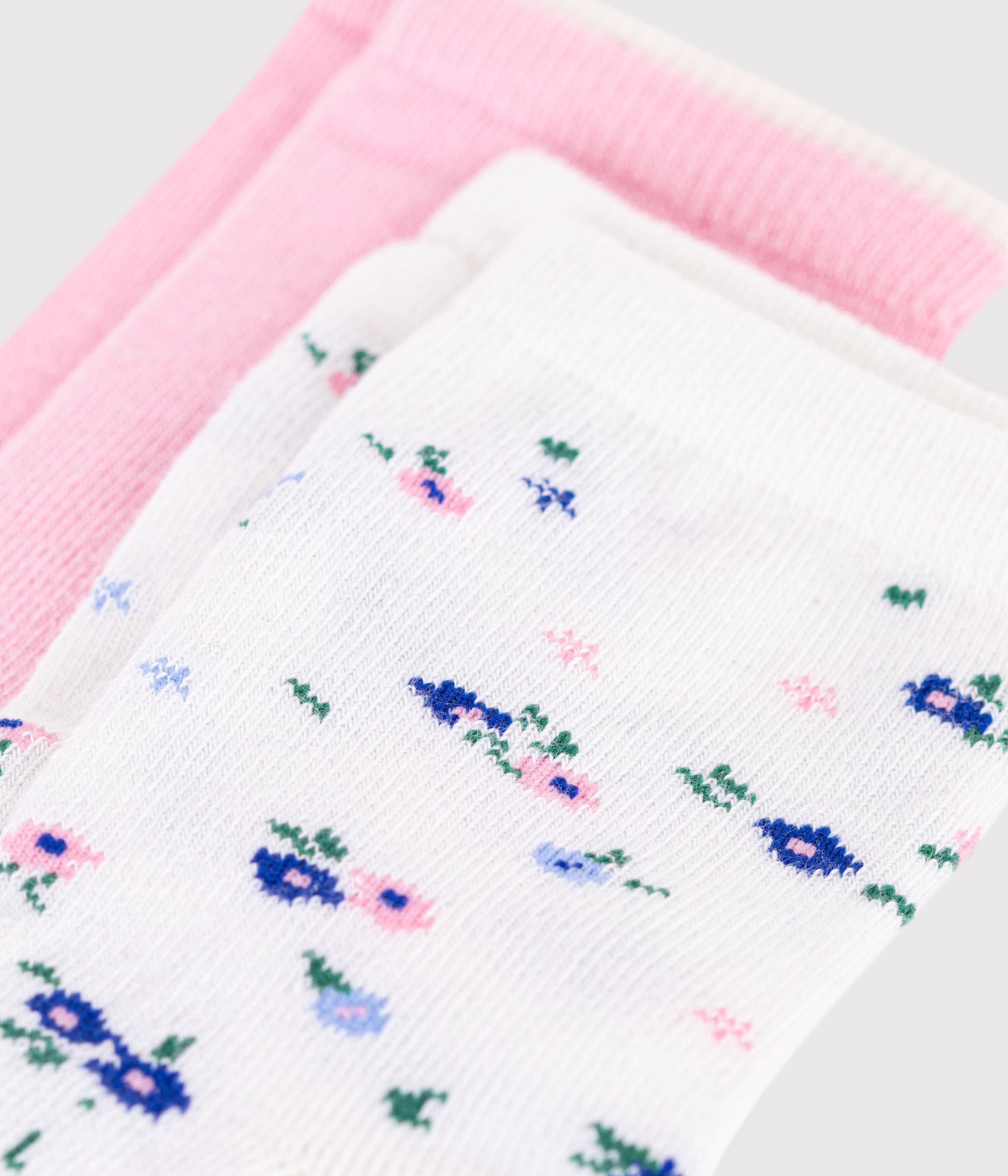 lot-de-2-paires-de-chaussettes-enfant-fille-en-coton-imprimé-à-fleurs