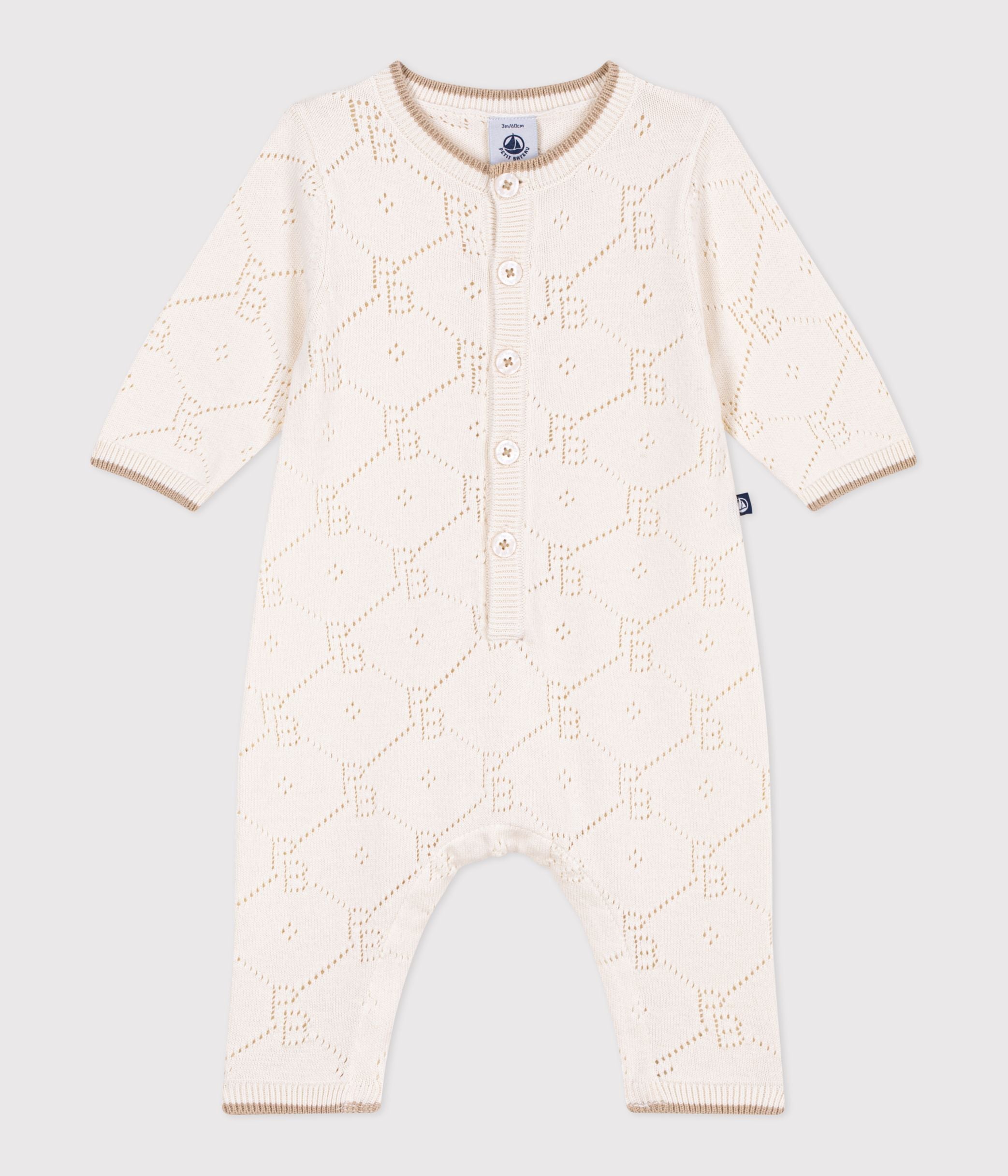 combinaison-longue-bébé-en-tricot-de-coton-ajouré