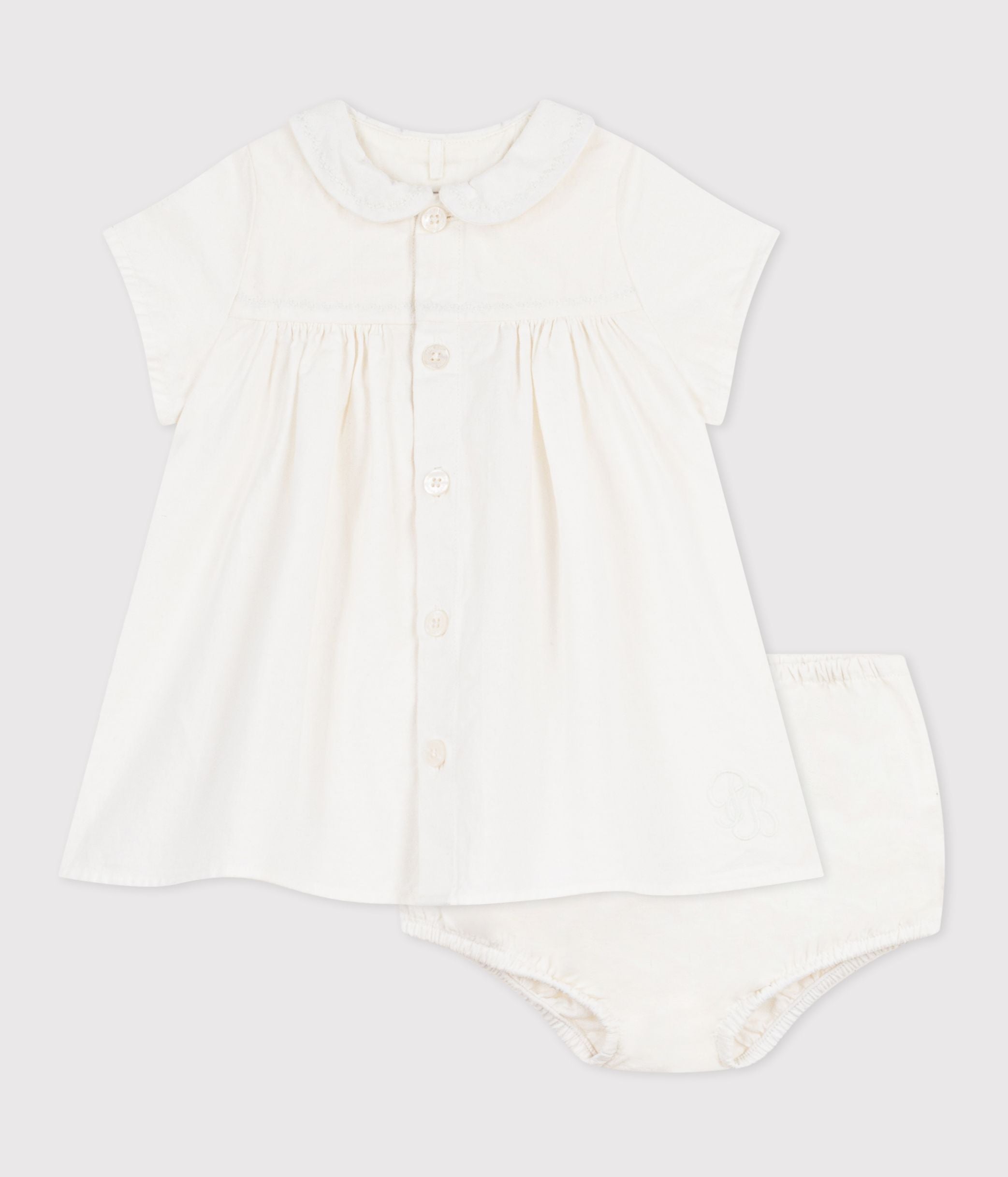 robe-bébé-en-coton/lin-avec-son-bloomer,-avec-détail-brodé