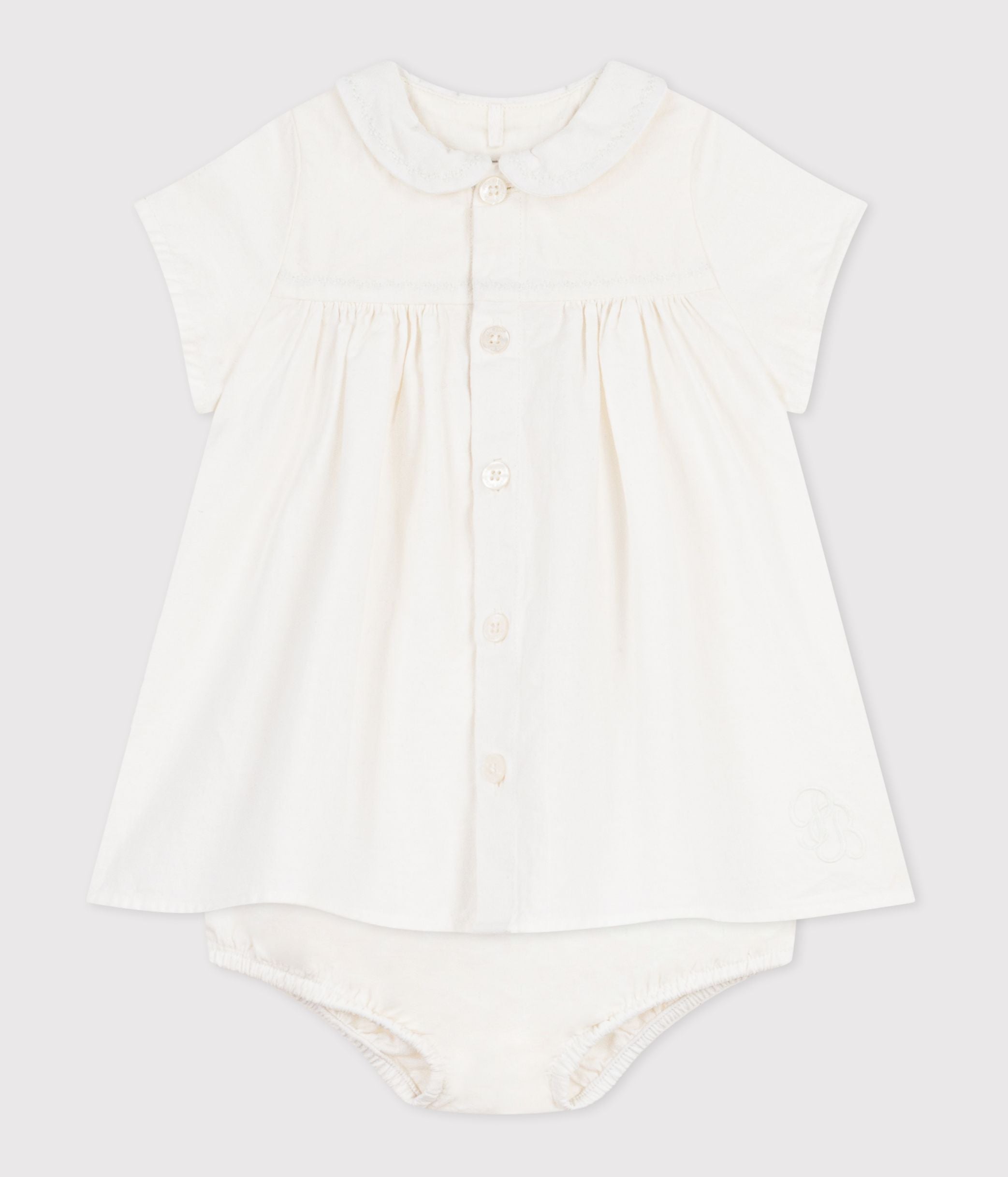 robe-bébé-en-coton/lin-avec-son-bloomer,-avec-détail-brodé