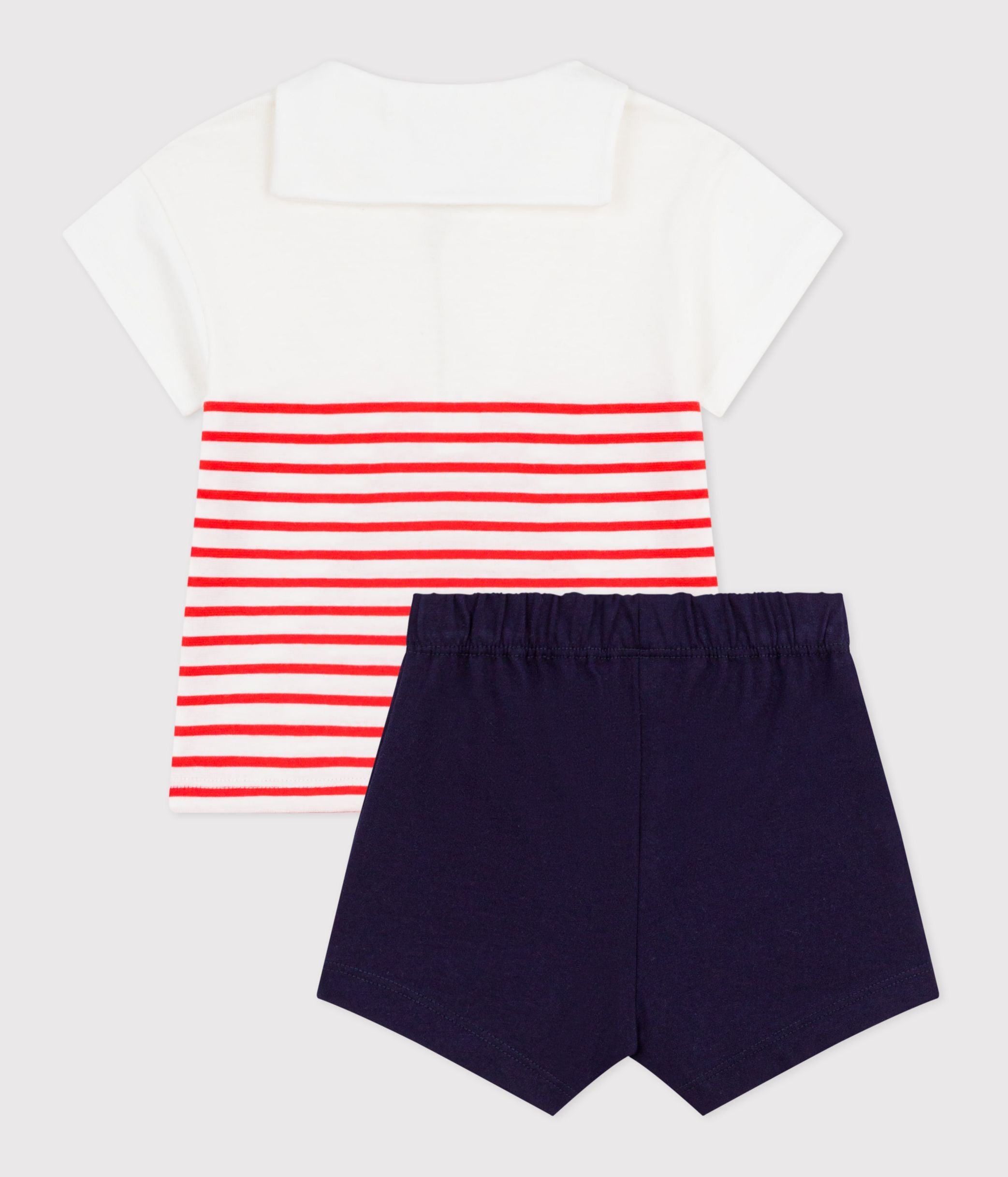 ensemble-2-pièces-bébé-en-coton,-tee-shirt-à-col-marin