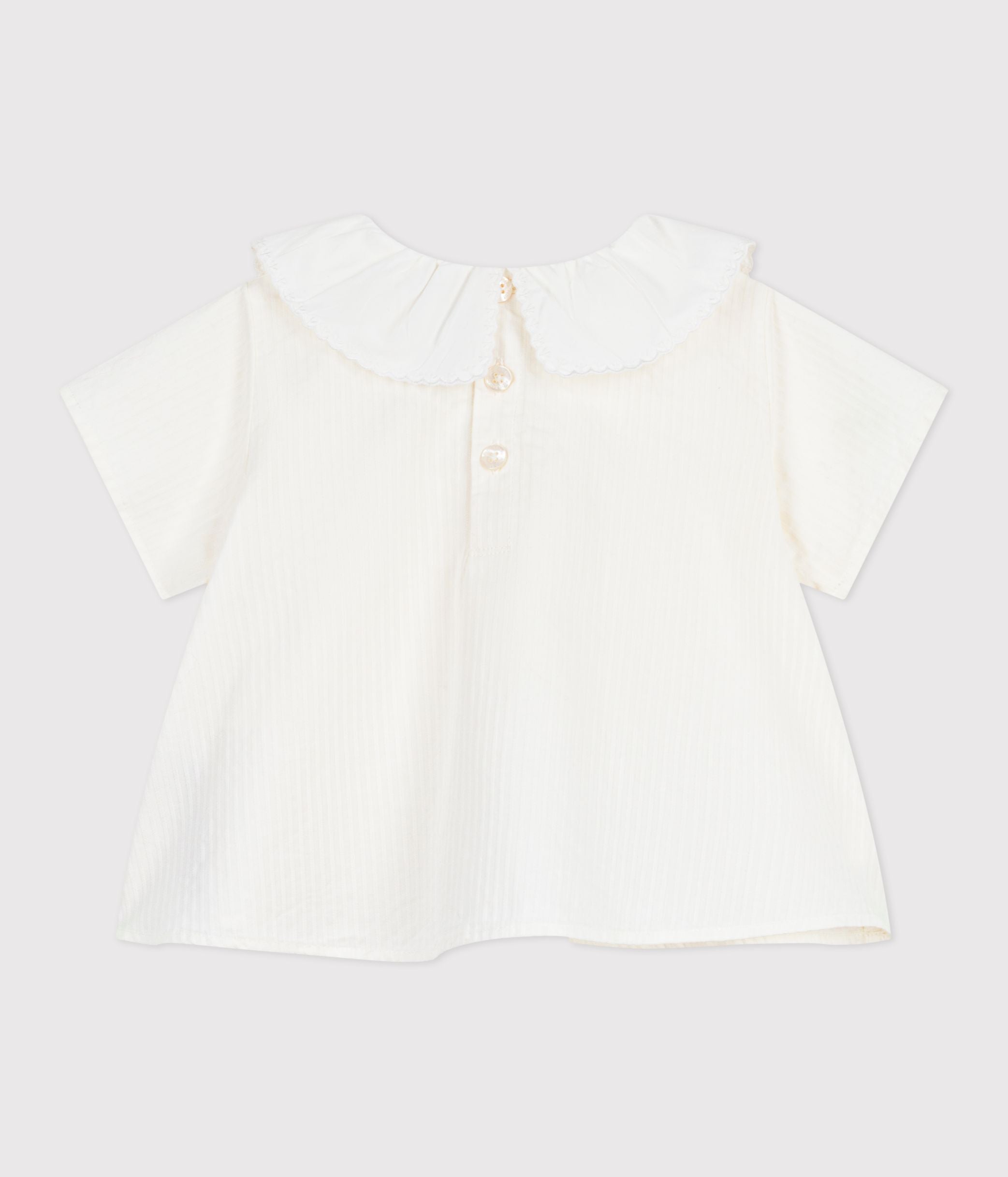 blouse-bébé-en-popeline-de-coton-manches-courtes,-unie