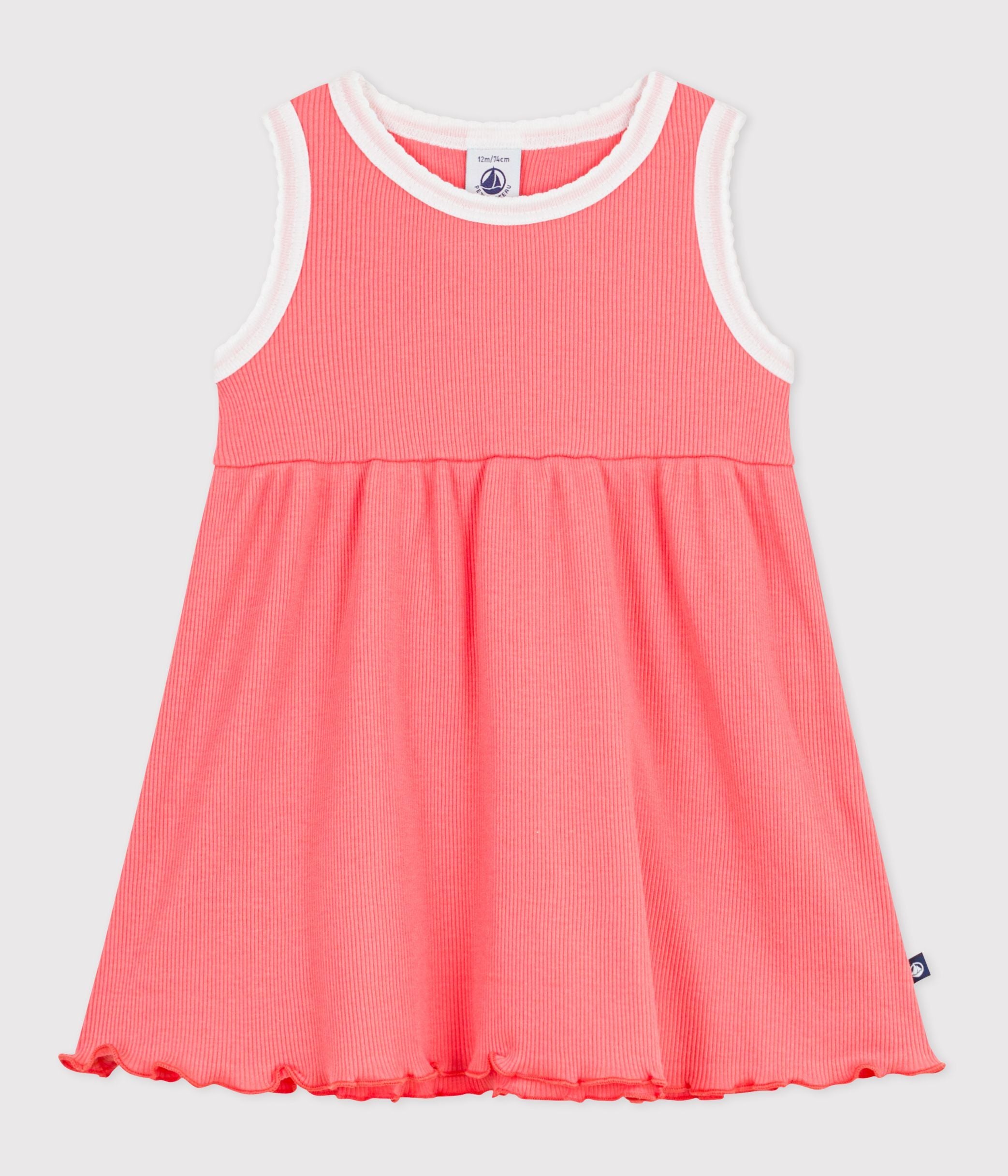 robe-bébé-en-coton-sans-manches,-unie