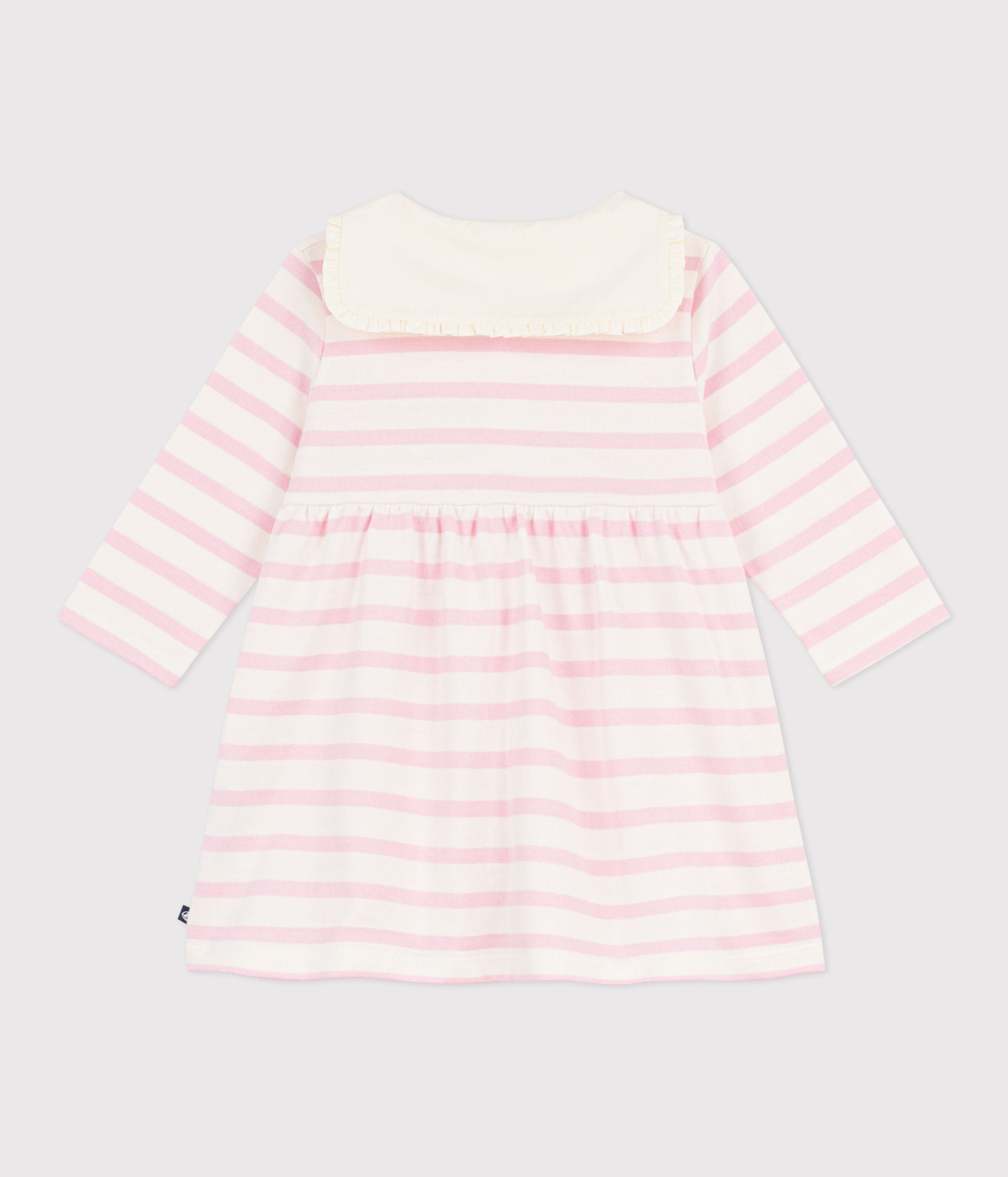 robe-marinière-bébé-en-coton-manches-longues-et-col-marin