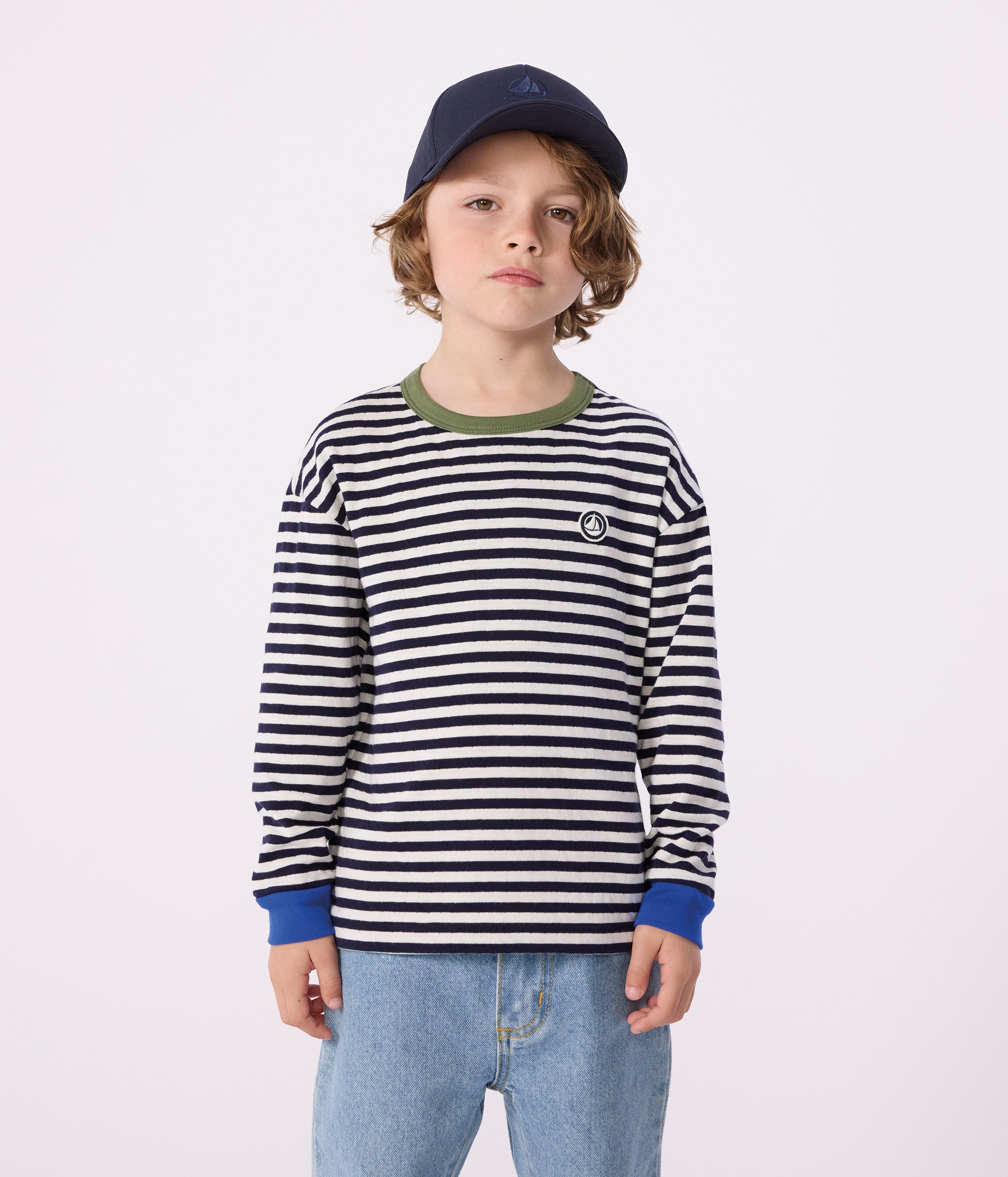 tee-shirt-enfant-manches-longues-en-coton-à-rayures