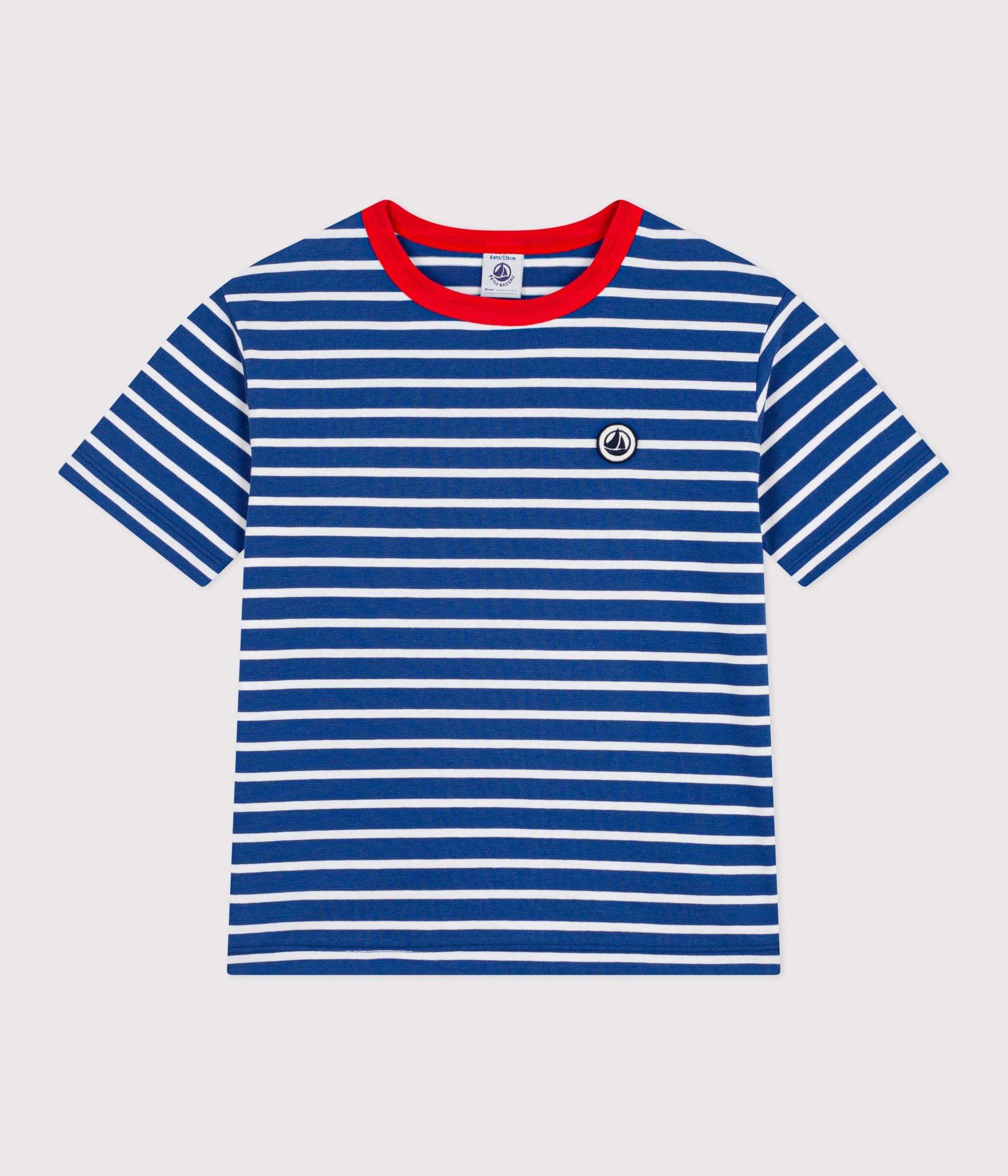 tee-shirt-enfant-manches-courtes-en-coton-à-rayures