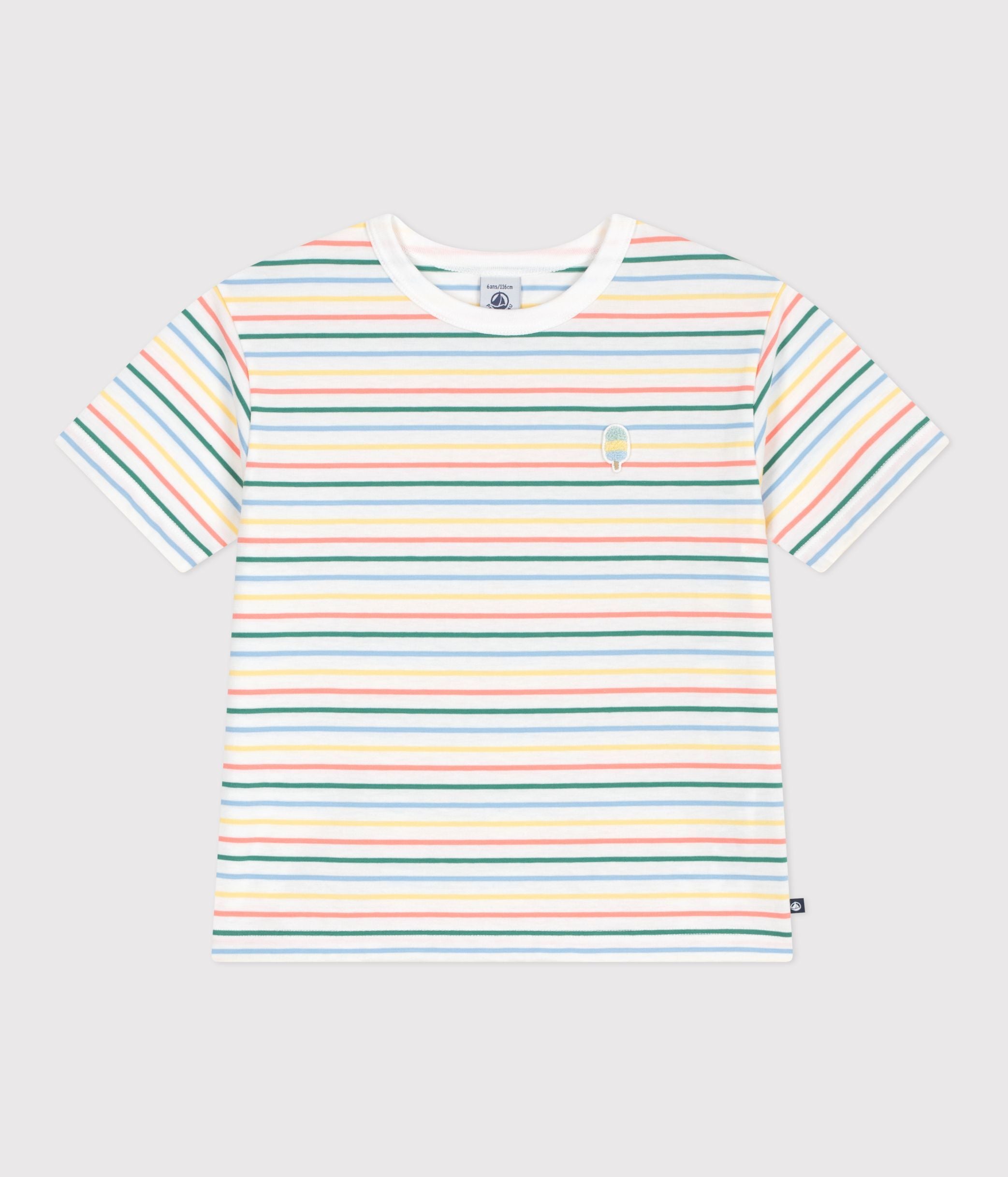 tee-shirt-enfant-manches-courtes-en-coton-à-rayures