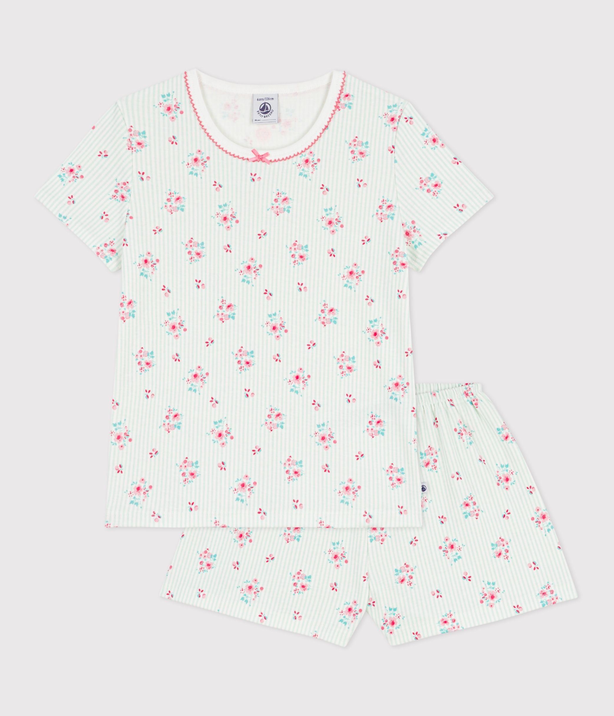 pyjama-short-enfant-en-coton-imprimé-fleuri