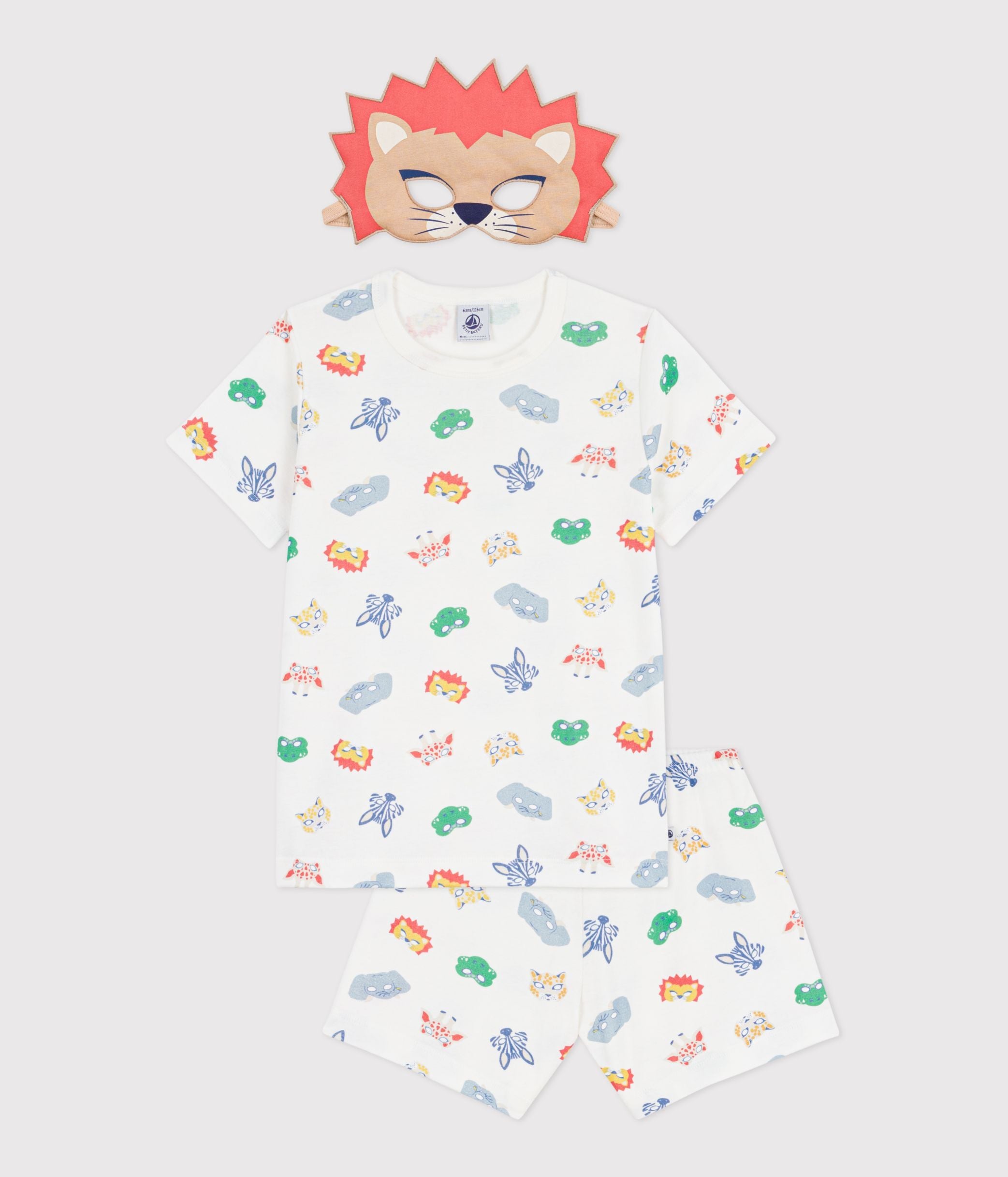 pyjama-short-déguisement-enfant-en-coton-imprimé-masques