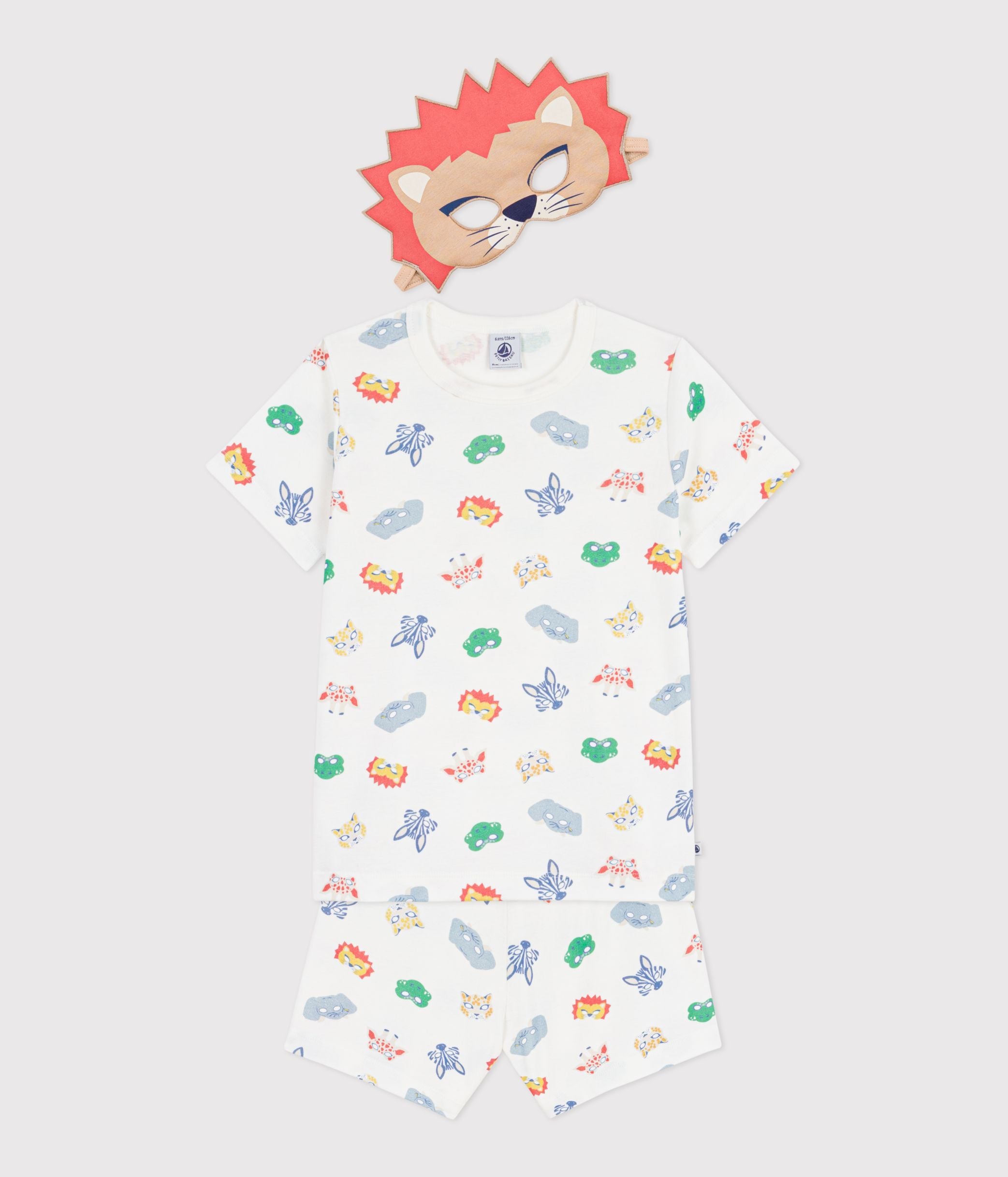 pyjama-short-déguisement-enfant-en-coton-imprimé-masques