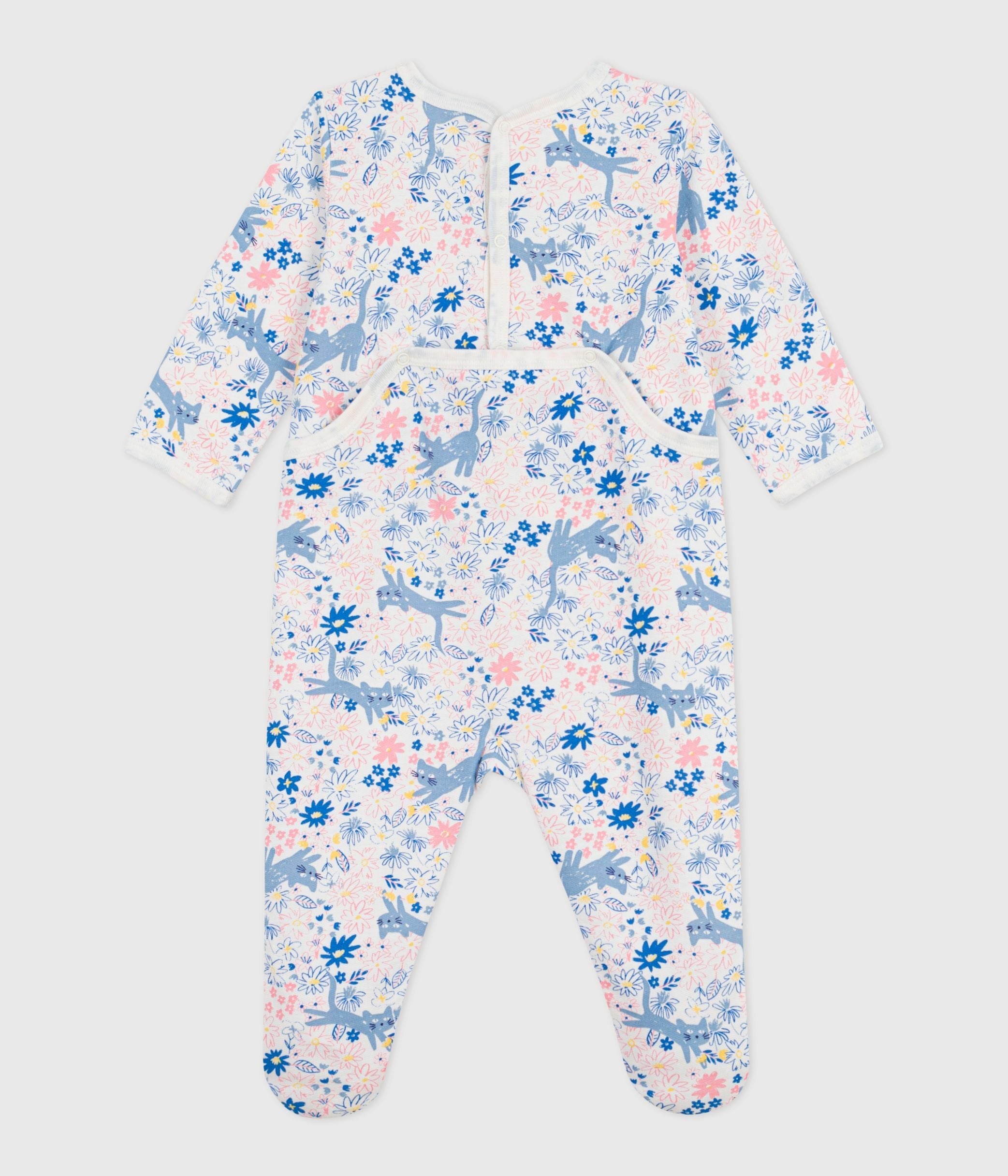 pyjama-bébé-en-molleton-gratté-ouverture-au-dos-imprimé-fleuri