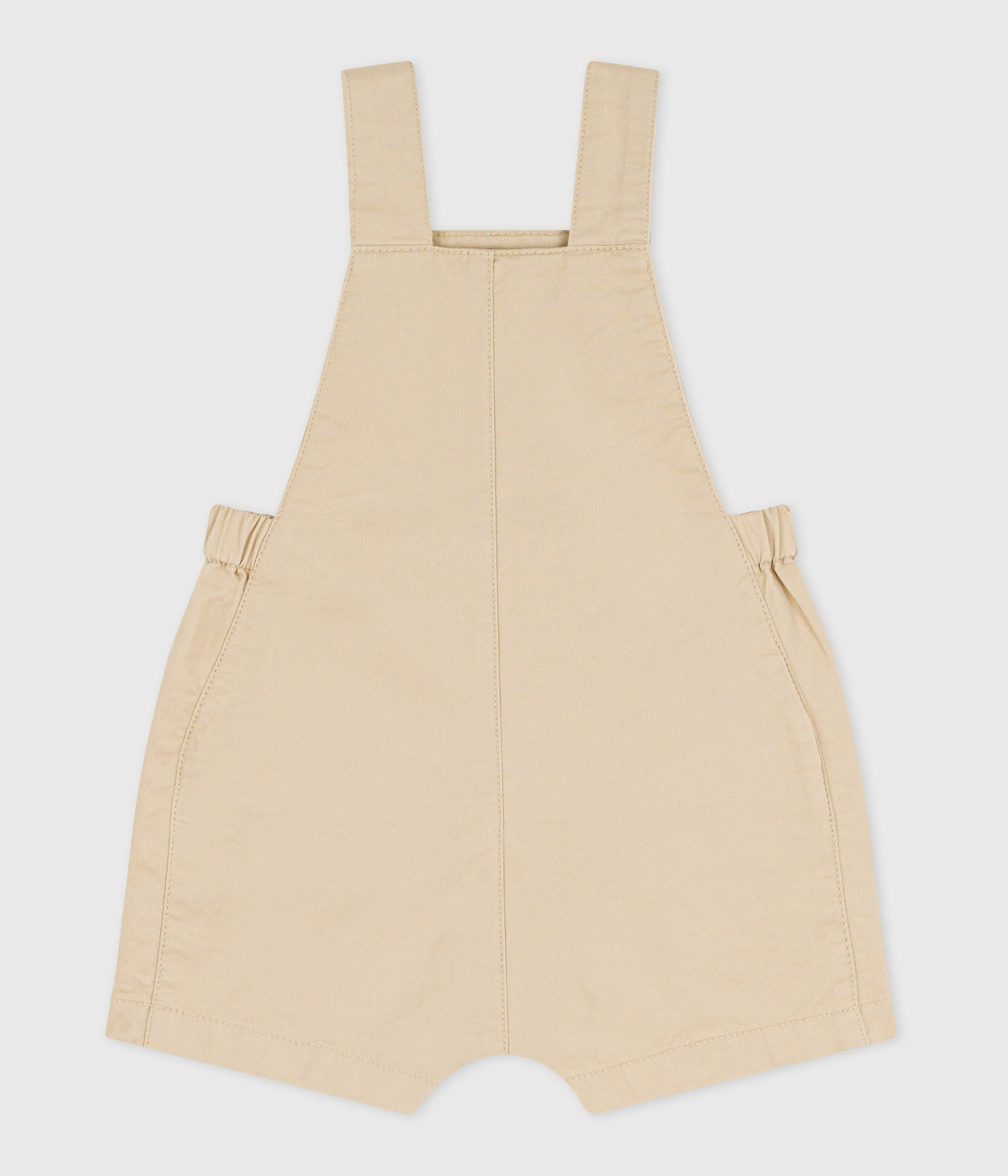 salopette-bébé-en-serge-jambes-courtes,-unie