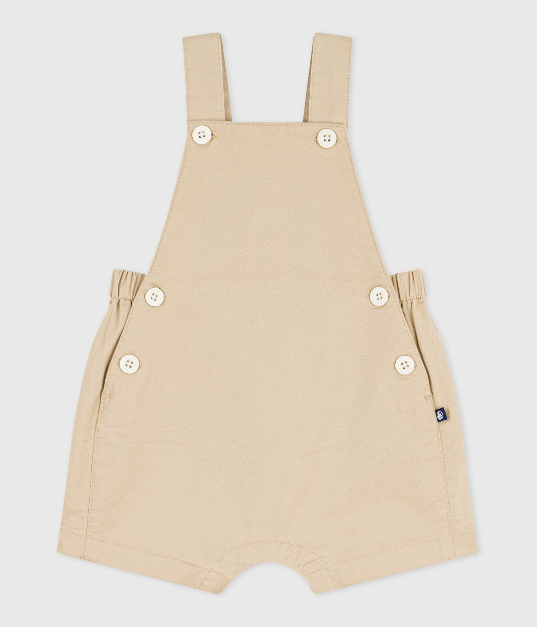 salopette-bébé-en-serge-jambes-courtes,-unie